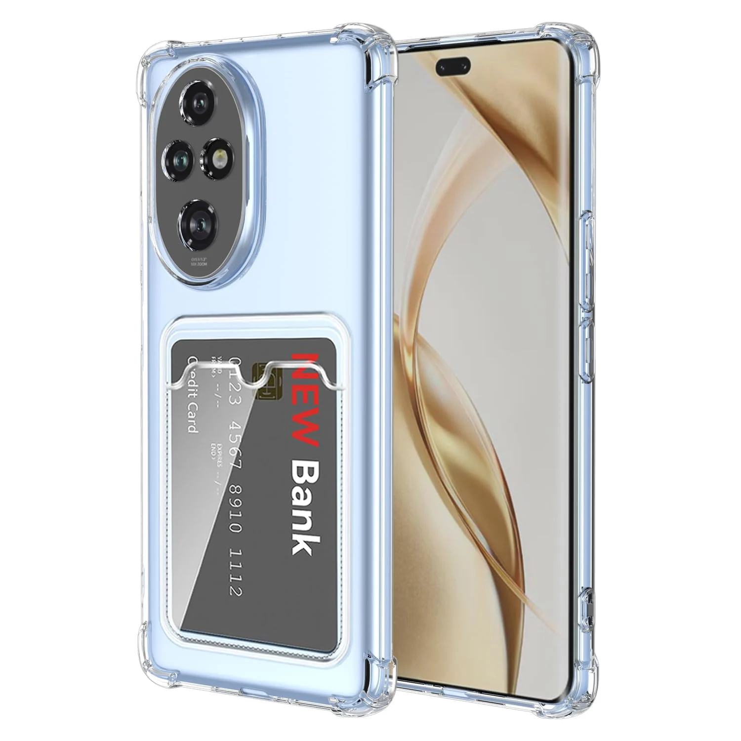 DL3 Mobilak Clear TPU Wallet Case with Card Slot and Camera Protection for Honor 200 Pro 5G - Transparent