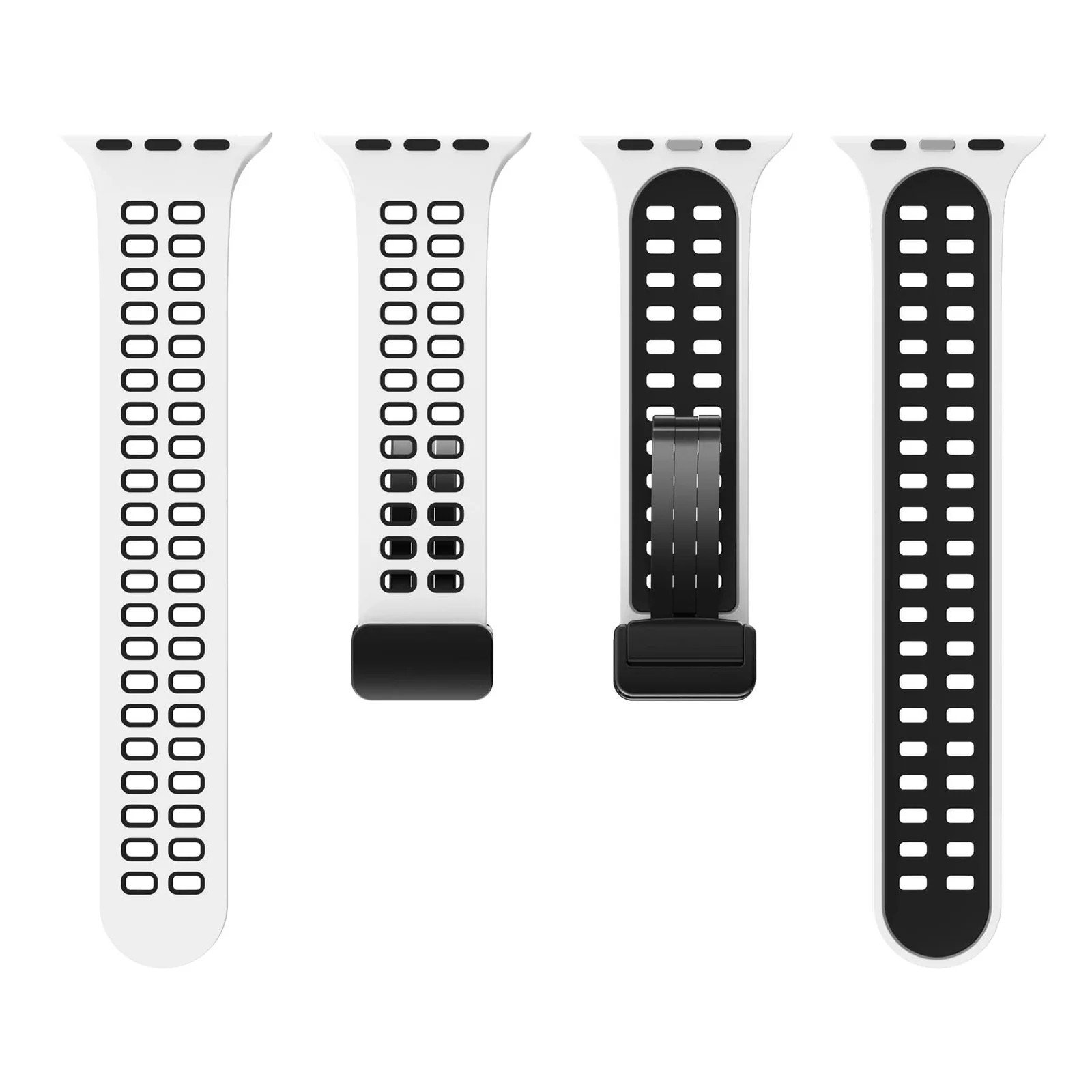 DL3 Mobilak Compatible with Apple Watch Ultra Band 49mm 45mm 44mm 42mm 41mm 40mm 38mm, Silicone Strap with Magnetic for iWatch Ultra SE Series 9 8 7 6 5 4 3 2 1 (42mm/44mm/45mm/49mm) - White Black