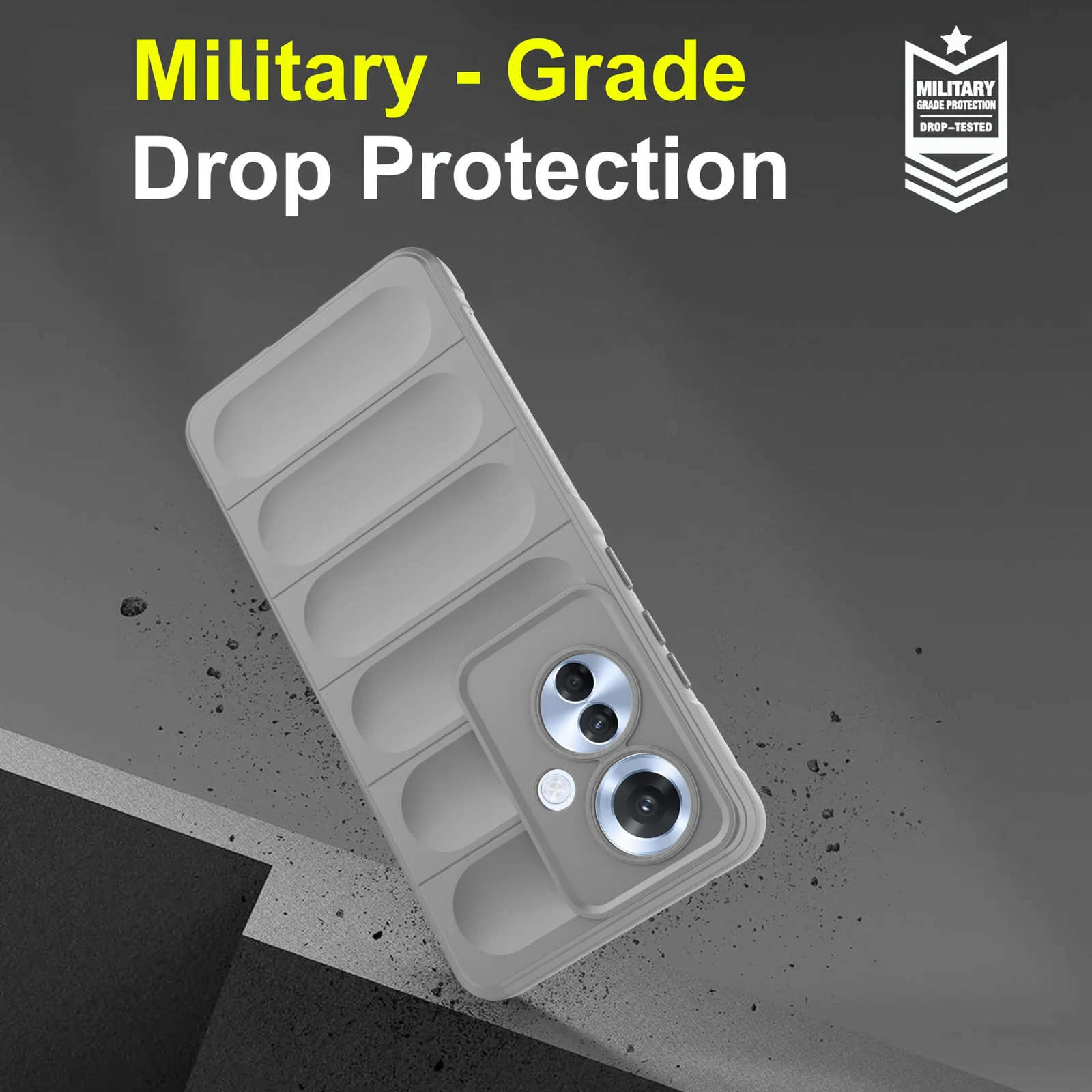 DL3 Mobilak Rugged Protective Case for OPPO Reno 11F / Reno11 F 5G, Camera protection, Shock-absorbing protection, Non-slip grip - Gray