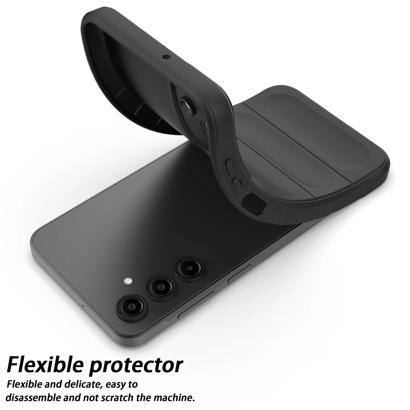 DL3 Mobilak Silicone Case for Samsung Galaxy A05s Heavy Duty Protective [Slim Fit] Shockproof Soft Flexible Protective Design Shock-Absorption TPU Cover With Camera Protection - Black