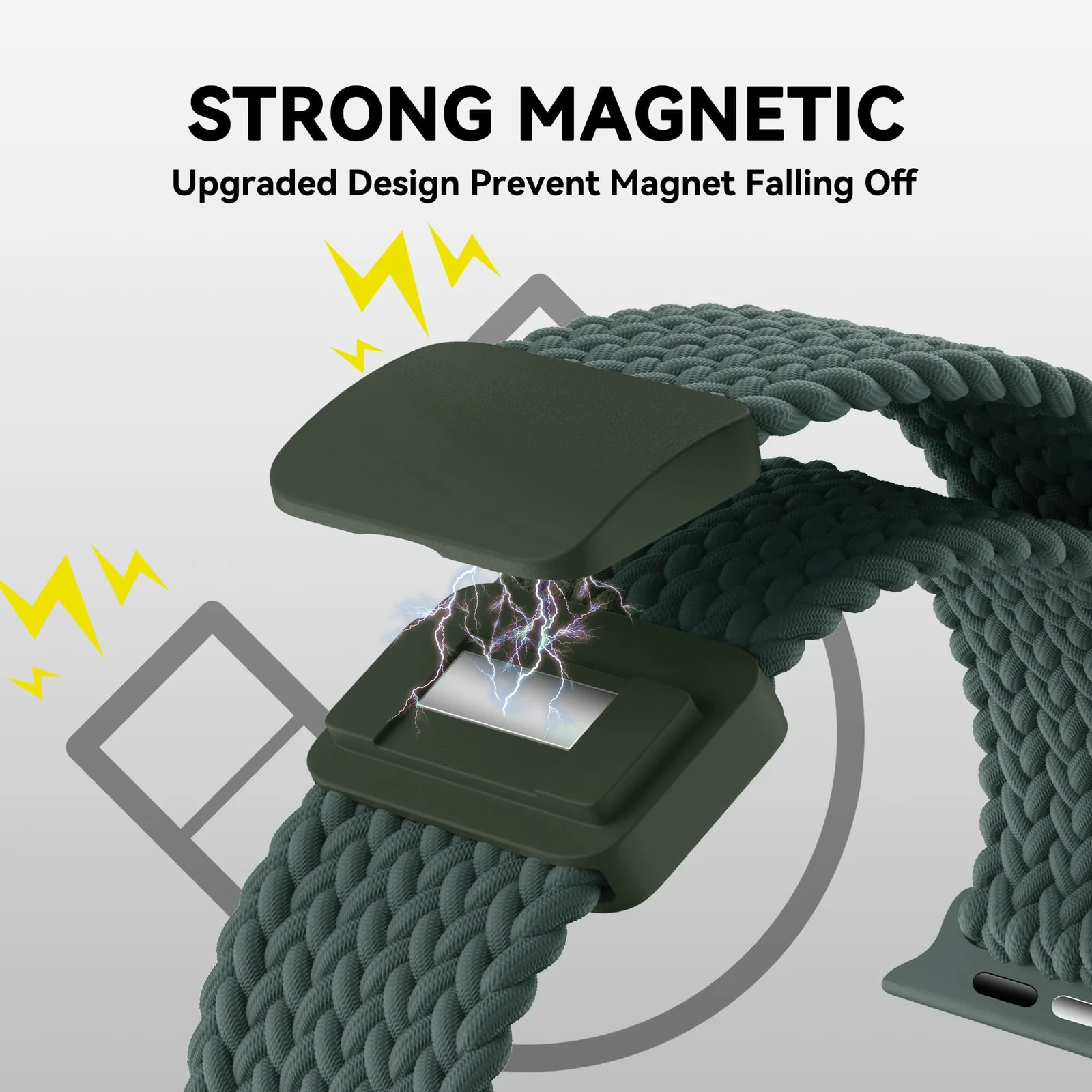 DL3 Mobilak Sport Solo Loop Compatible with Apple Watch Band 42mm 44mm 45mm 46mm 49mm for Women Men, Magnetic Strap Stretchy Braided Wristband for iWatch Series 11 10 9 8 7 6 5 4 3 Ultra 3 2 1 SE SE2 - C-Green
