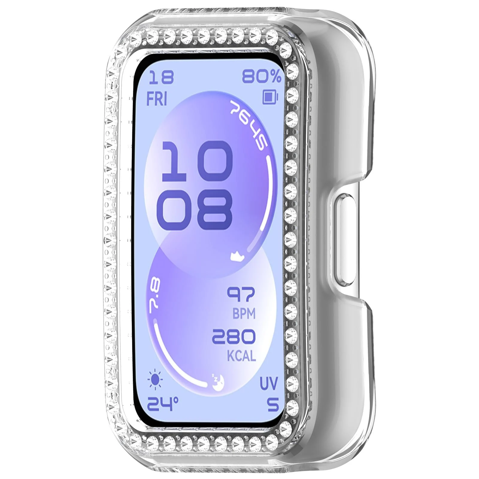 MOBIGON Crystal Bling PC Frame Case for Huawei Band 11, Clear