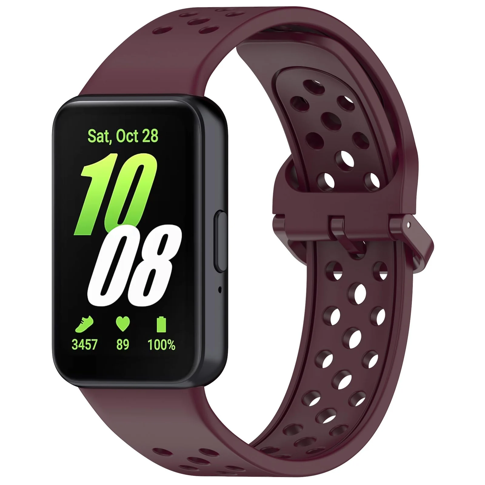 DL3 Mobilak Strap for Samsung Galaxy Fit 3 SM-R390, Women Men Armband, Two Colours Silicone Adjustable Replacement Soft Strap for Samsung Galaxy Fit 3 SM-R390 Fitness Tracker - Wine Red