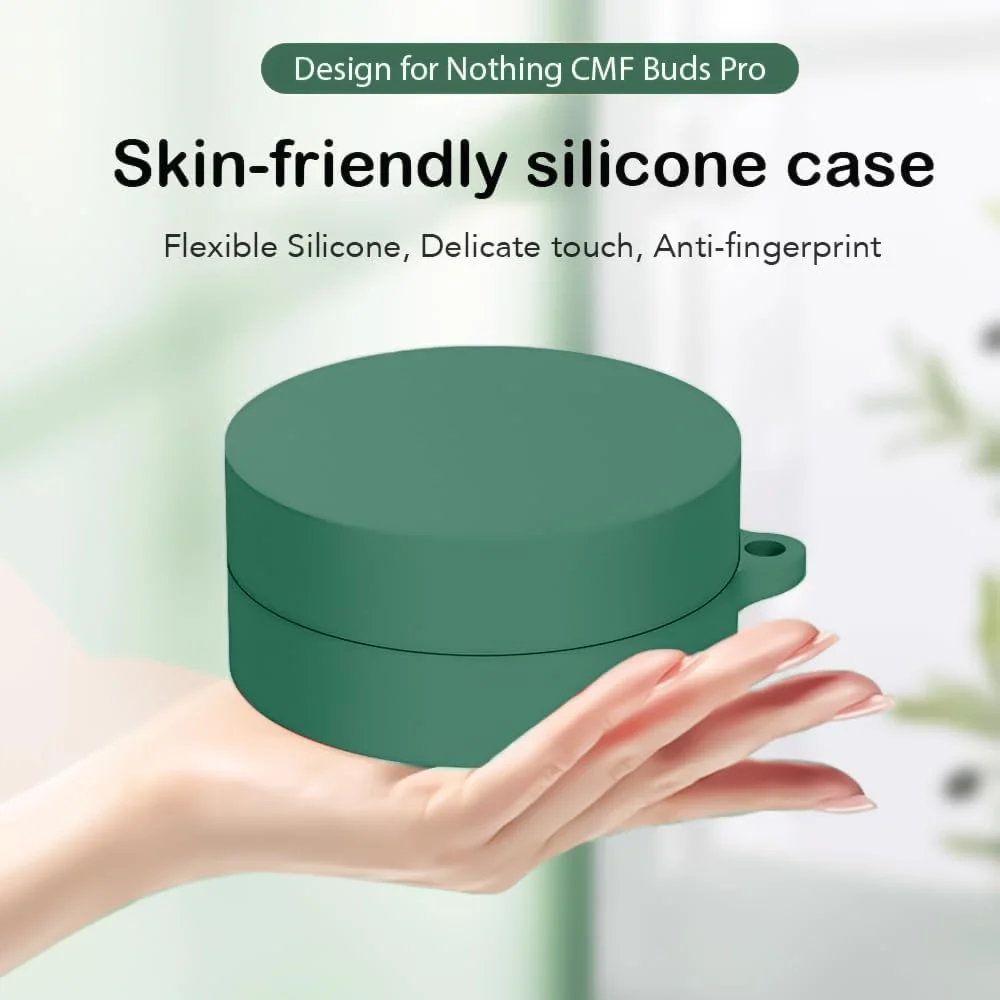 DL3 Mobilak Compatible with NOTHING CMF Buds Pro Case Cover, Soft Silicone Shockproof Protective Case Wireless Earbuds with Carabiner, Front LED Visible - Green