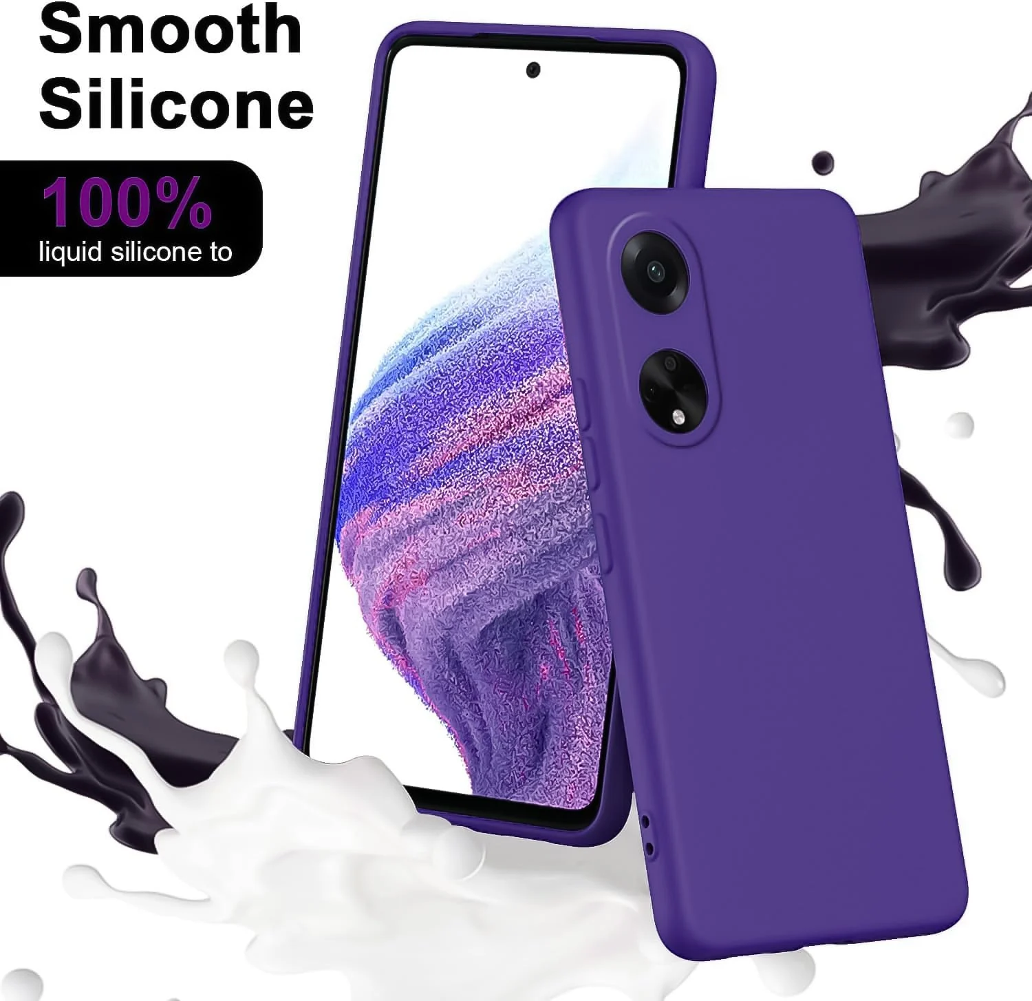 DL3 Mobilak OPPO A98 Case, Soft Flexible Silicone Gel Rubber Bumper Cover, Full Body Shockproof Protective Phone Case - Purple