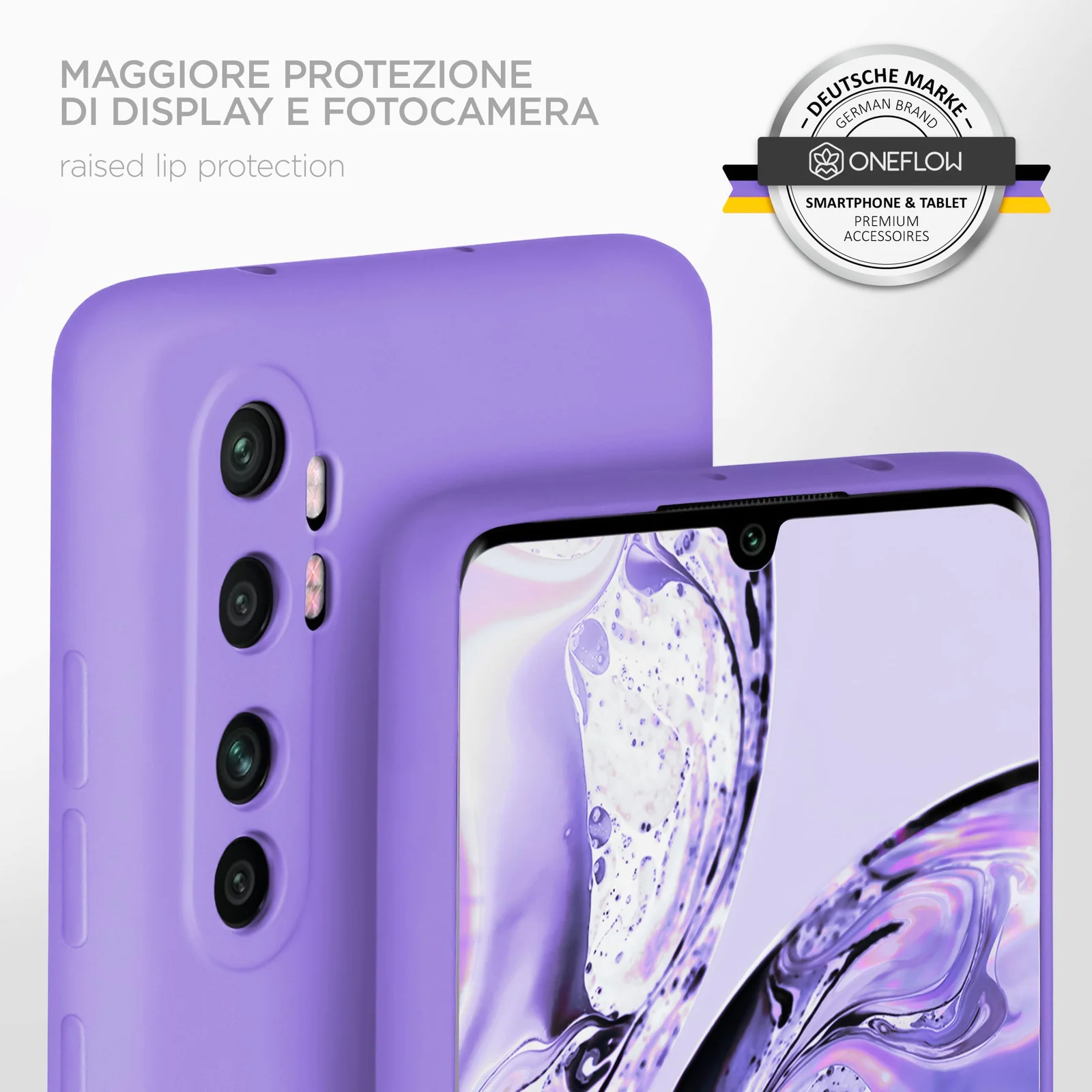 DL3 Mobilak Soft Silicone Protective Case for Xiaomi Mi Note 10 Lite with Microfiber Lining and Shockproof Design - Light Purple