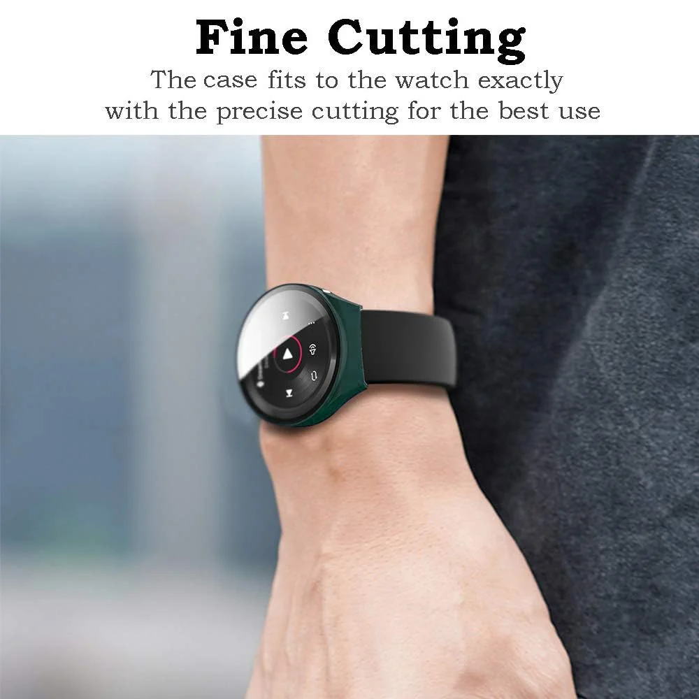 DL3 Mobilak Protective Case Compatible with Huawei Watch GT 2e 9H Hardness PC Case Bumper Full Slim Protective Cover with Tempered Glass For Huawei GT2e - Green