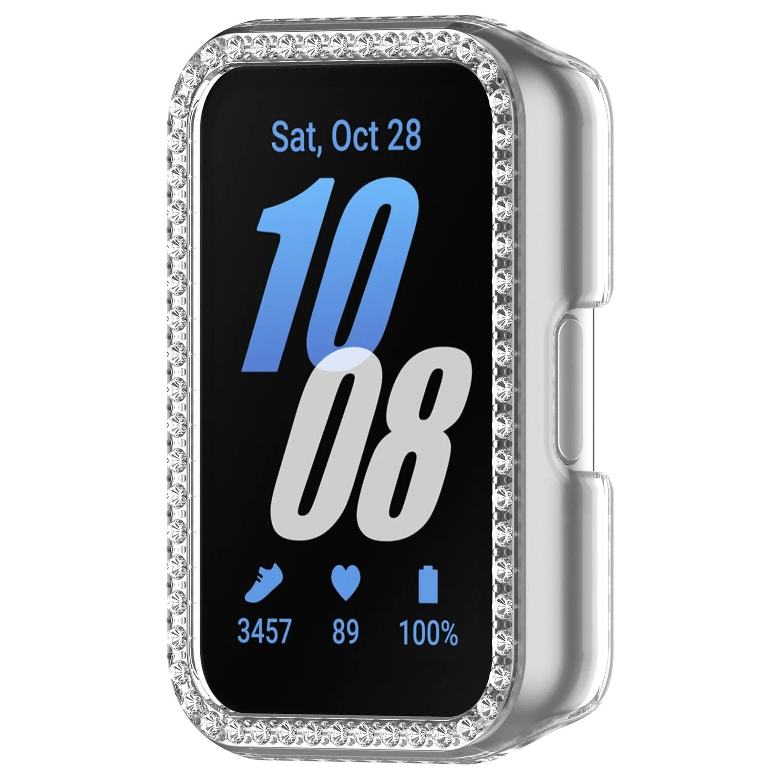 DL3 Mobilak Compatible with Huawei Watch Fit Case Replacement Bling Crystal Protector Case Cover Frame Plating Metal Color PC Shockproof Case Guard Thin Bumper Shell for Huawei Watch Fit - Clear