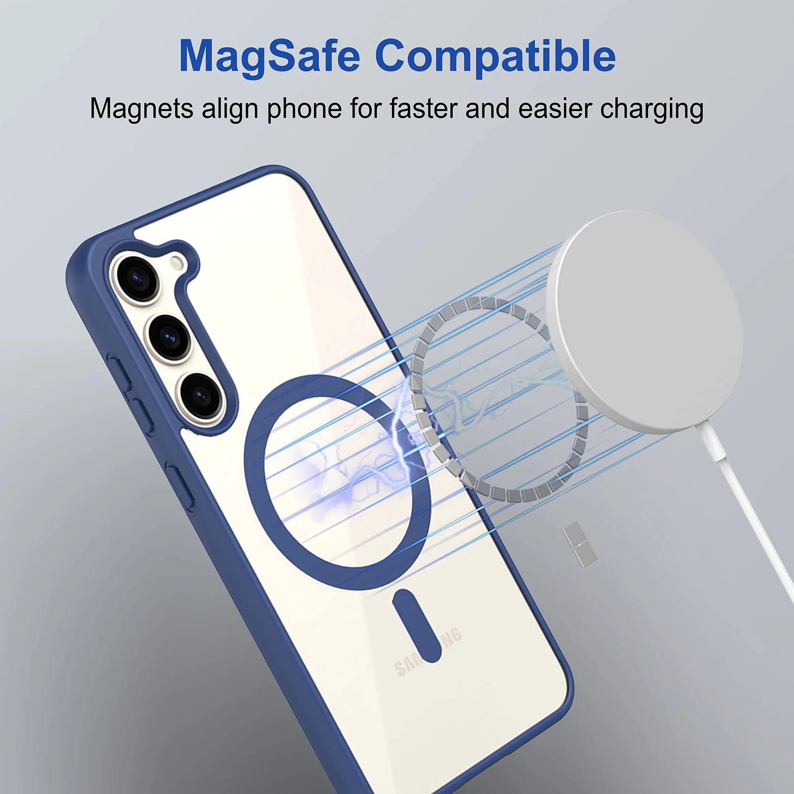DL3 Mobilak MagSafe-Compatible Clear Magnetic Case for Samsung Galaxy S23 - Blue