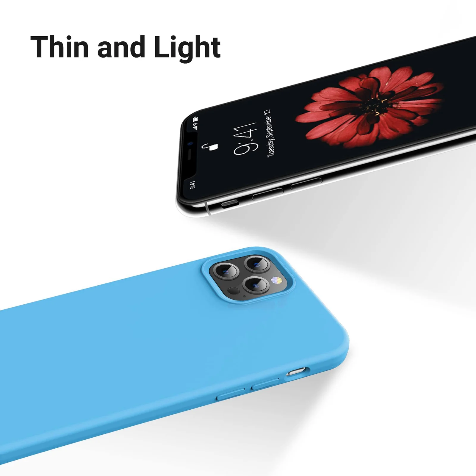 DL3 Mobilak Liquid Silicone Case for iPhone 12 Pro Max (6.7 Inch), Shock-absorbing protection, Scratch-resistant surface, Soft microfiber lining - Sky Blue