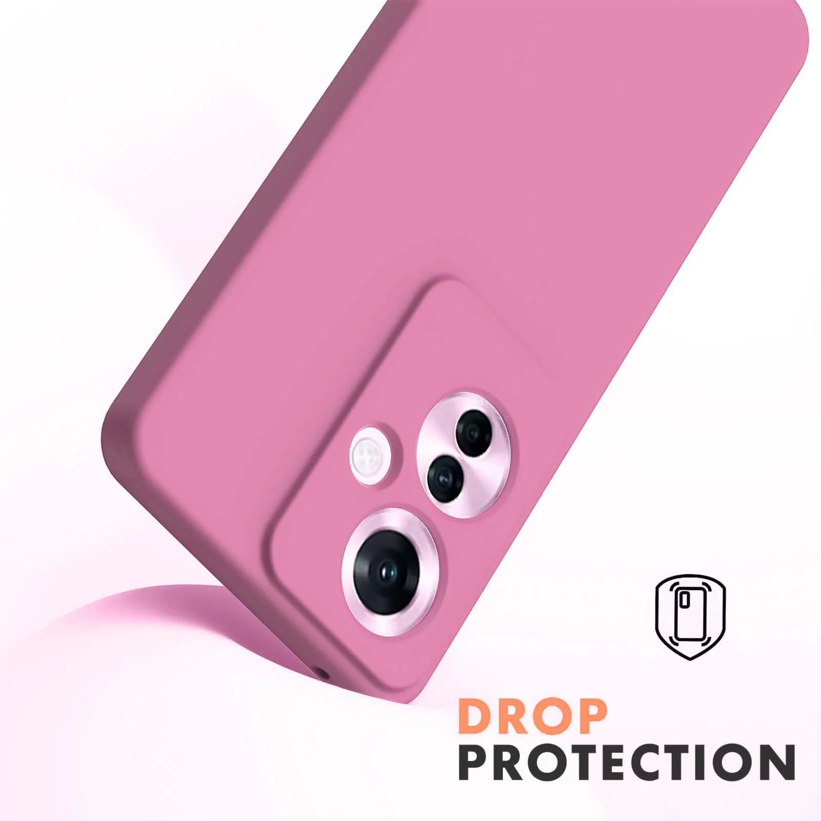 DL3 Mobilak Liquid Silicone Protective Case for OPPO Reno11 F 5G with Camera Protection and Microfiber Lining - Pink
