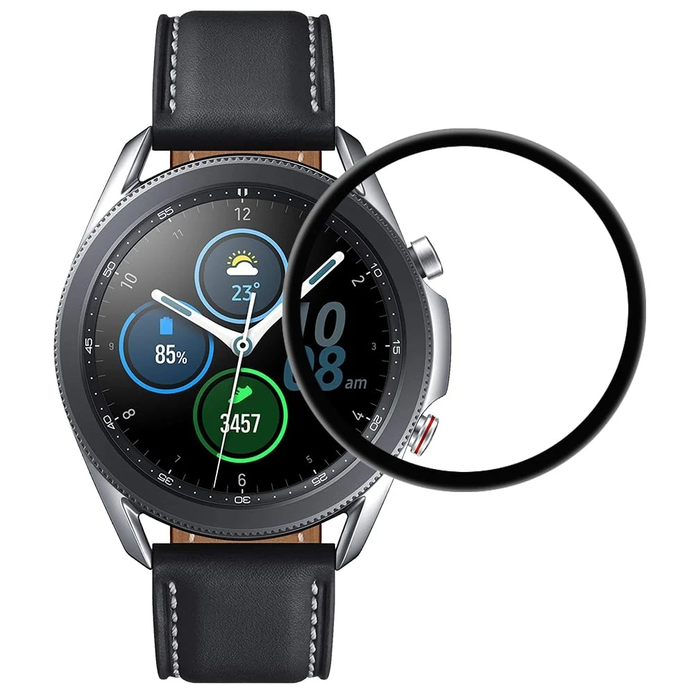DL3 Mobilak Screen Protector For Samsung Galaxy Watch 3 (45mm), 3D Curved Soft Edge Protective Film [Anti-Scratch] [Bubble Free] [Ultra Shatterproof] [High Sensitive] (Not Glass) - Black