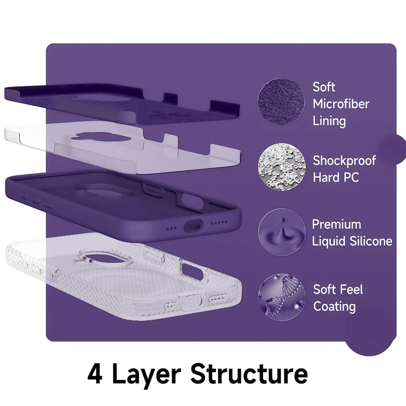 DL3 Mobilak Liquid Silicone Protective Case for iPhone 17 6.3-Inch with Microfiber Lining and Shockproof Design - Violet