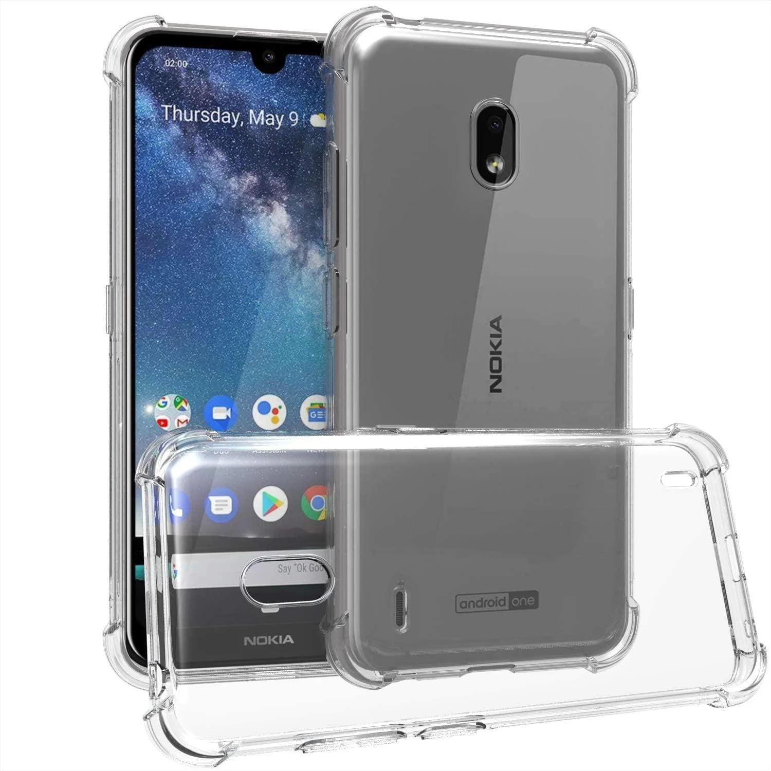 DL3 Mobilak Case Compatible with Nokia C1 2nd Edition, Cover Silicone TPU Gorilla Anti-shock Protector Camera Shockproof Corners - Clear
