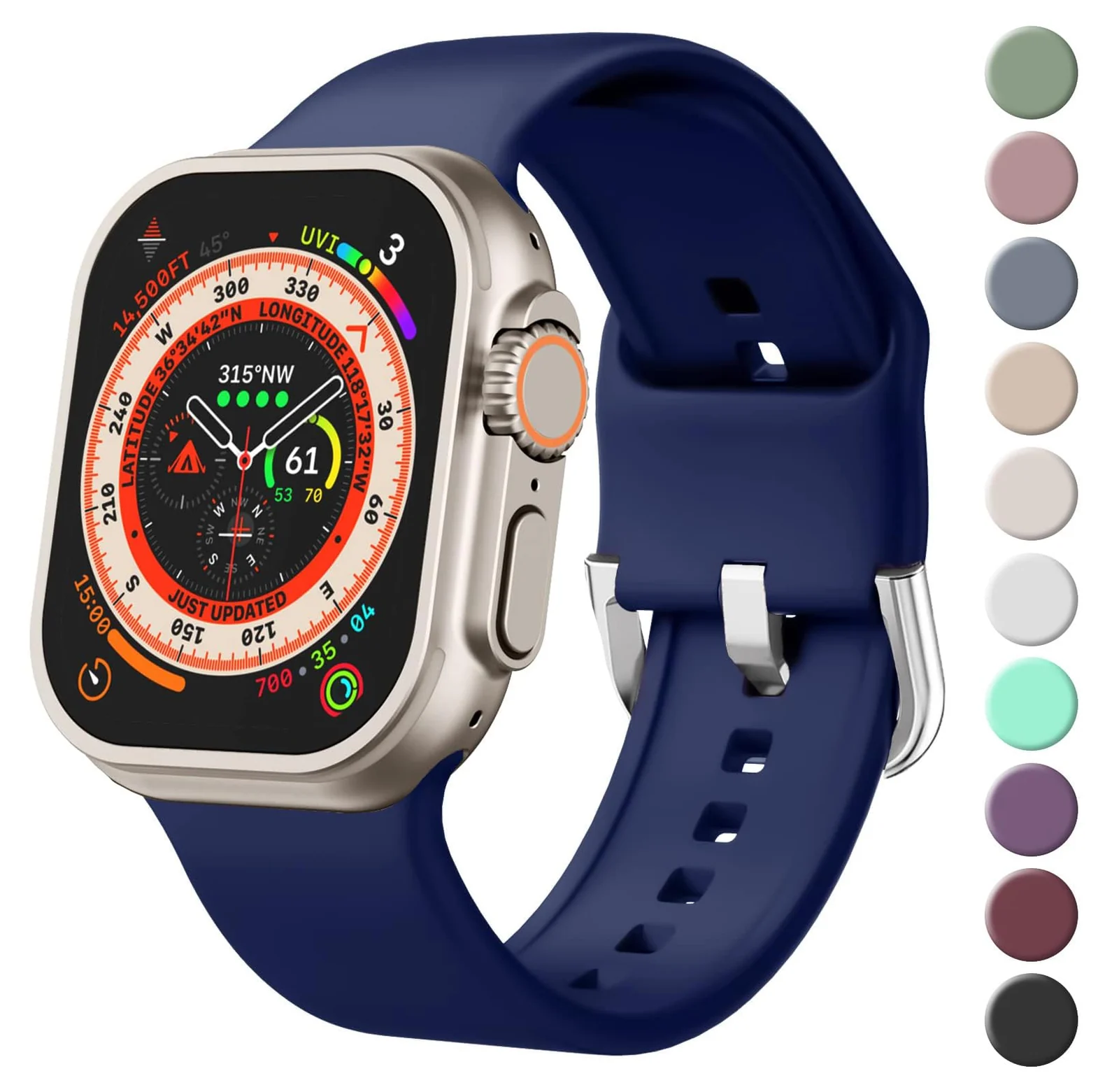 Apple Watch Ultra 49MM 45MM 44MM 42MM — DL3 Mobilak Sport Band For Apple Watch Ultra 49mm 46mm 45mm 44mm 42mm, Soft Silicone Wristband Replacement Strap with Classic Clasp for iWatch Series 11 10 9 8 7 6 5 4 SE SE2 Ultra 3 2 1 for Women Men
