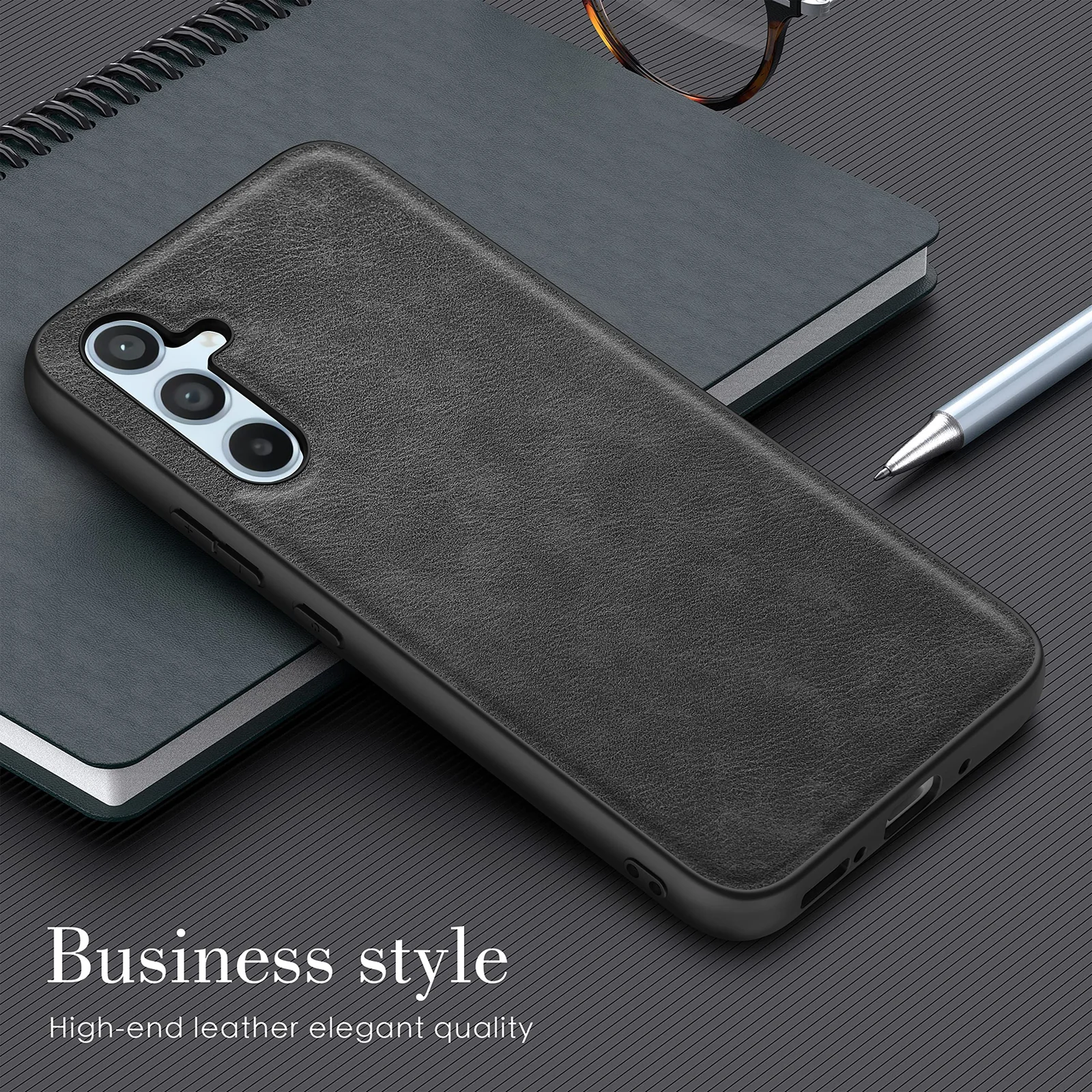 DL3 Mobilak Case for Samsung Galaxy A54 5G Leather Case, Anti-Drop, Anti-Shock, Non-Slip Texture, Simple Cell Phone Cover for Galaxy A54 5G 6.4 inch - Black