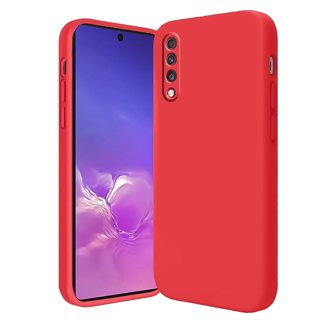 DL3 Mobilak Soft Silicone Protective Case for Samsung Galaxy A70 / A70s with Microfiber Lining and Shockproof Design - Red