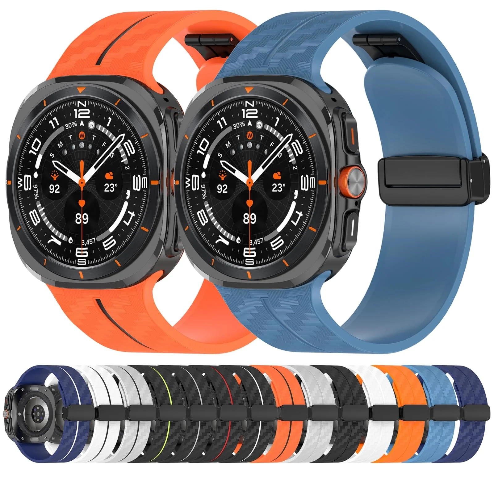 DL3 Mobilak Compatible for Samsung Galaxy Watch Ultra Band 47mm for Men Women, Soft Silicone Waterproof Sport Strap with Magnetic Clasp, Stylish Carbon Fiber Replacement Galaxy Watch 7 Ultra Bands - Black Red