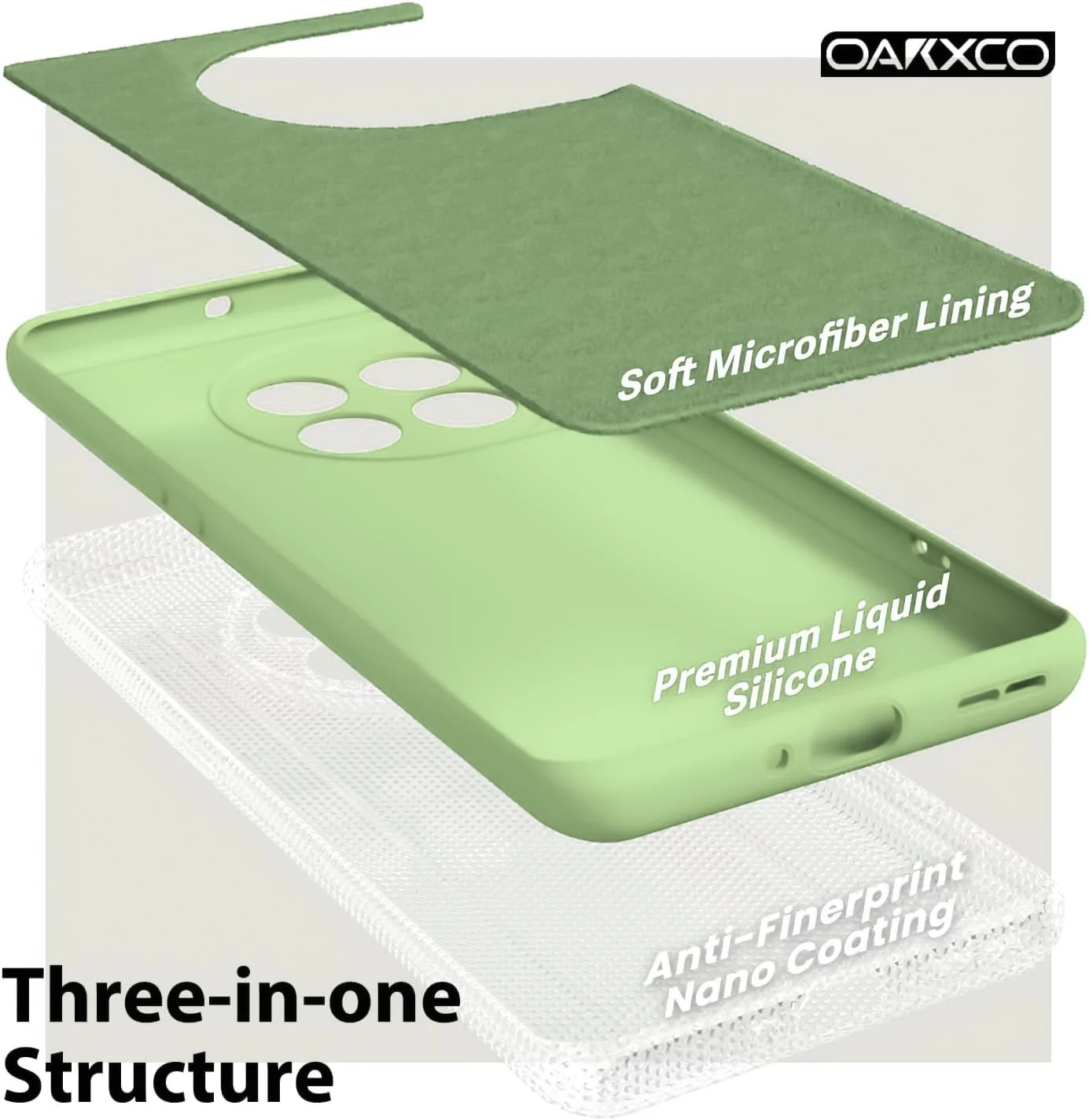 DL3 Mobilak Silicone Protective Case for OnePlus 11, Shock-absorbing protection, Built-in kickstand, Integrated ring holder - Mint Green