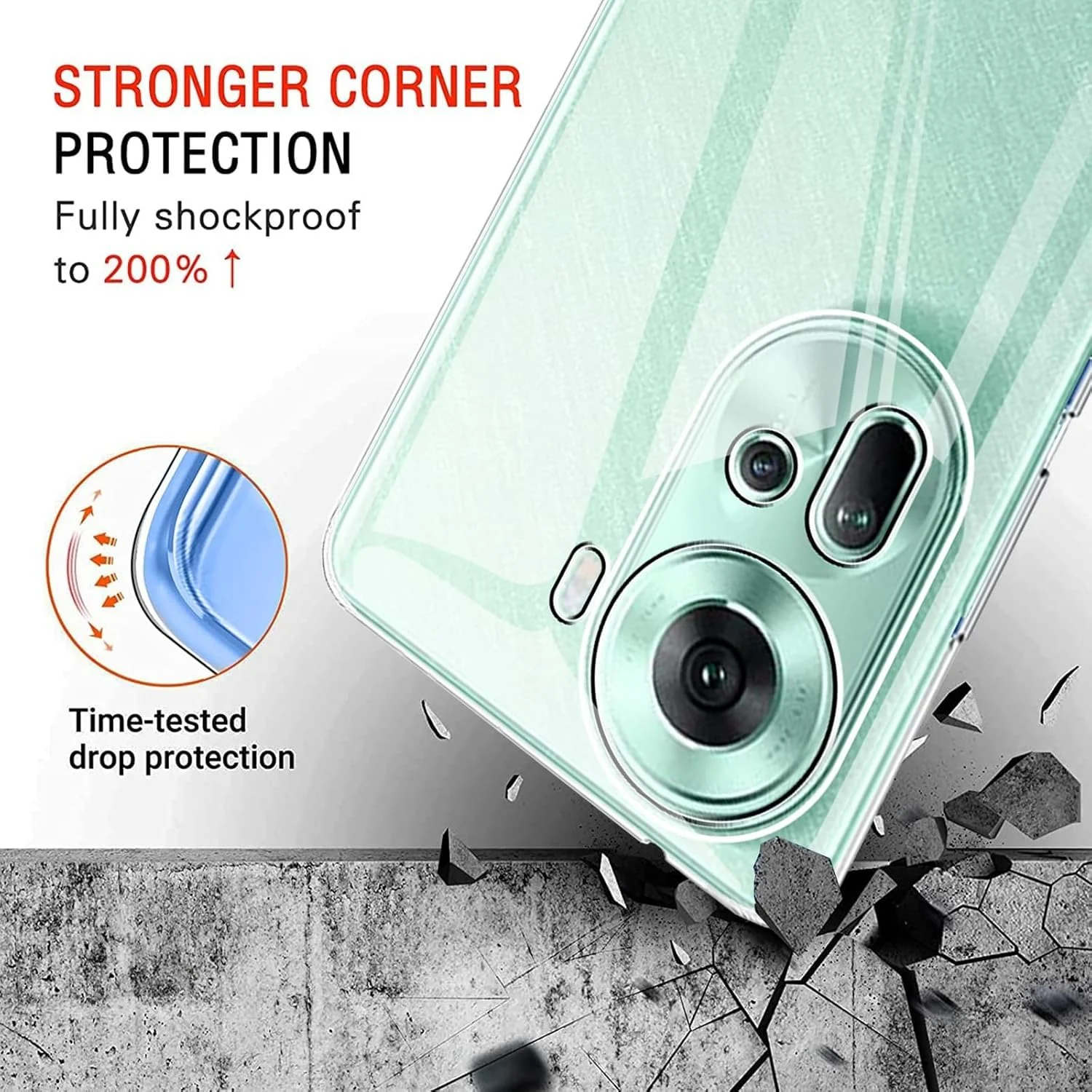 DL3 Mobilak Case Compatible with OPPO Reno 11 5G Case Crystal Soft TPU Gel Case Flexible Silicone Anti-Scratch Camera Protection TPU Cover - Clear