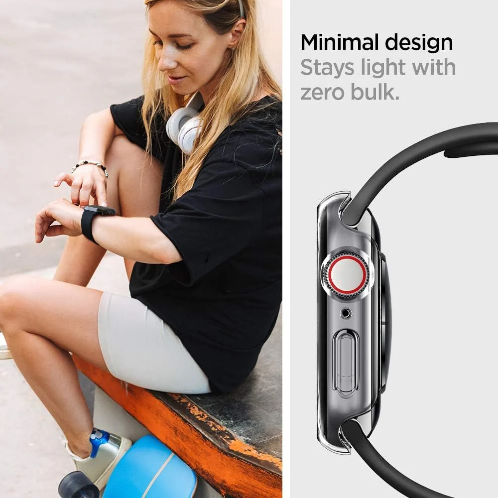 DL3 Mobilak Hard Case Designed for Apple Watch SE 6 5 4 40mm, Built-in 9H [HD Clear] Tempered Glass Screen Protector, [Full Protection] Slim Cover for iWatchSE 6 5 4 40mm - A. Clear