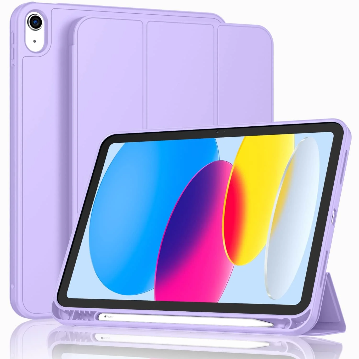 DL3 Mobilak iPad Air 11-Inch M2 (2024), iPad Air 5/4 (2022/2020 5th/4th 10.9-Inch) Case with Pencil Holder Full Body Protection + Charging Support Compatible with Apple Pencil (2nd - Light Purple
