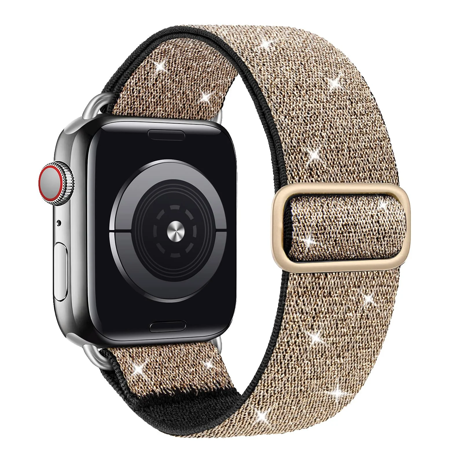 DL3 Mobilak Nylon Solo Loop Stretchy Straps For Apple Watch Band 49mm 45mm 44mm 42mm 41mm 40mm 38mm, Elastic Wristbands for Series 8 Ultra 7 6 5 4 3 2 1 Se (Shiny, 42MM/44MM/45MM/49MM) - Shiny Gold