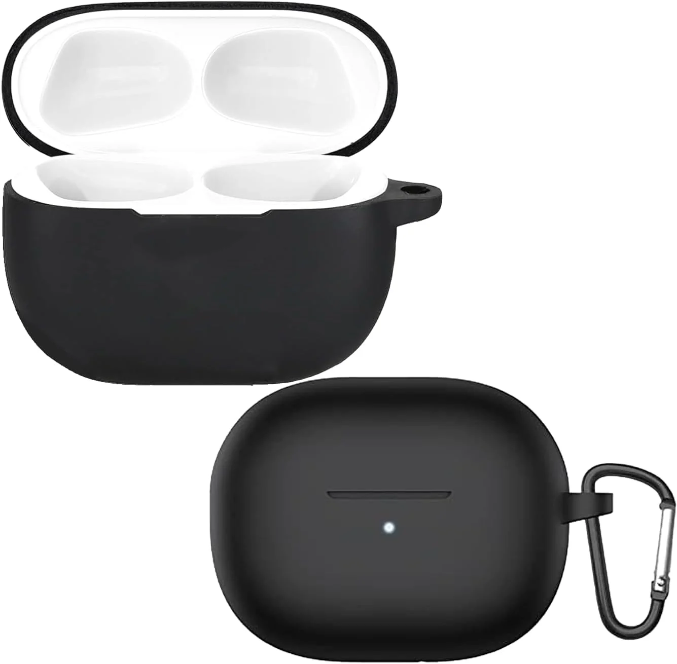 DL3 Mobilak Silicone Case Compatible with Xiaomi Redmi Buds 3 Lite Earbuds, Soft Silicone Protective Case Cover, Shockproof Sleeve with Carabiner - Black