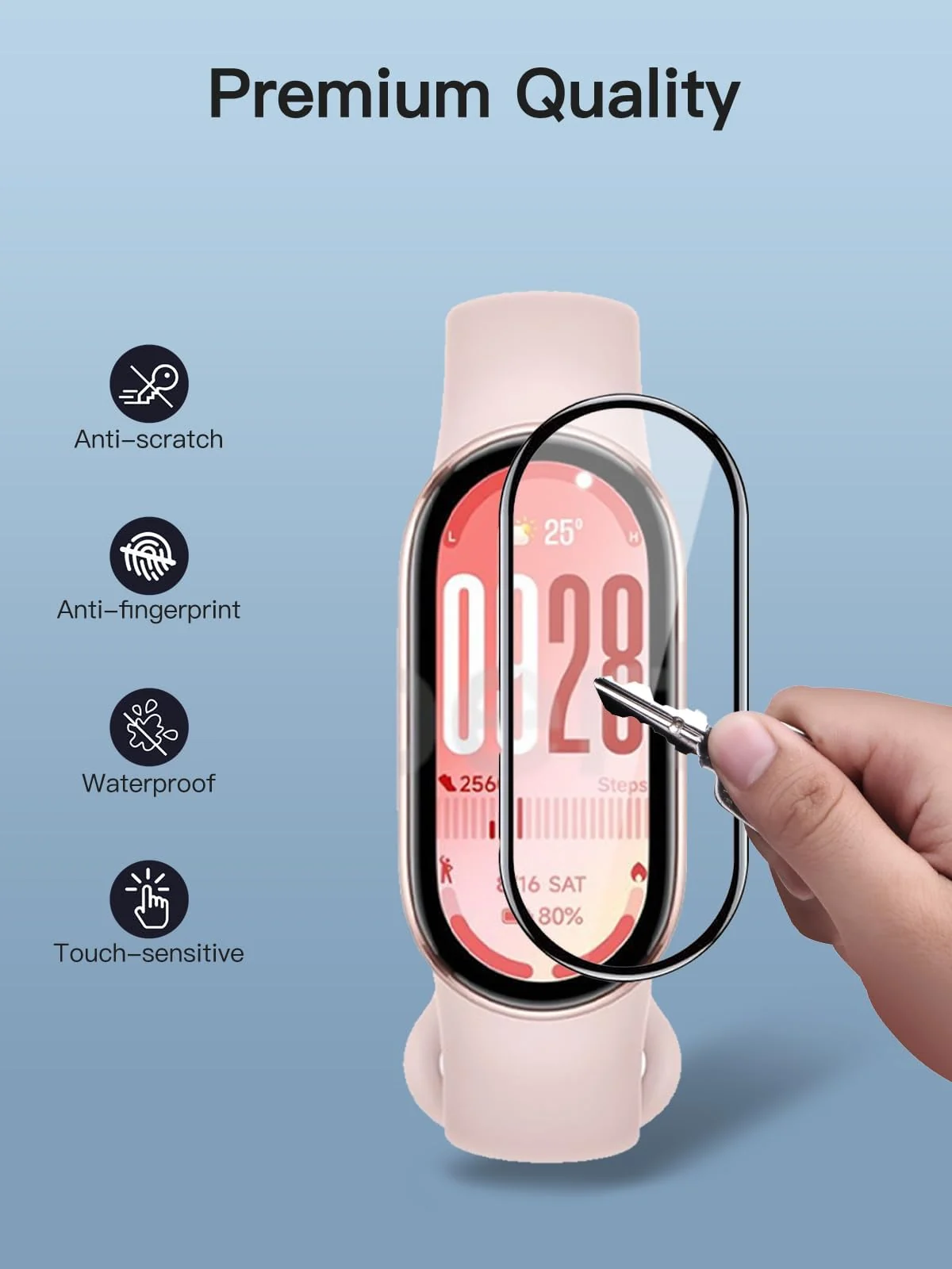 DL3 Mobilak Screen Protector For Xiaomi Mi Band 10/9/8, 3D Curved Soft Edge Protective Film [Anti-Scratch] [Bubble Free] [Ultra Shatterproof] [High Sensitive] (Not Glass) For Xiaomi Smart Band 8/9/10 - Black