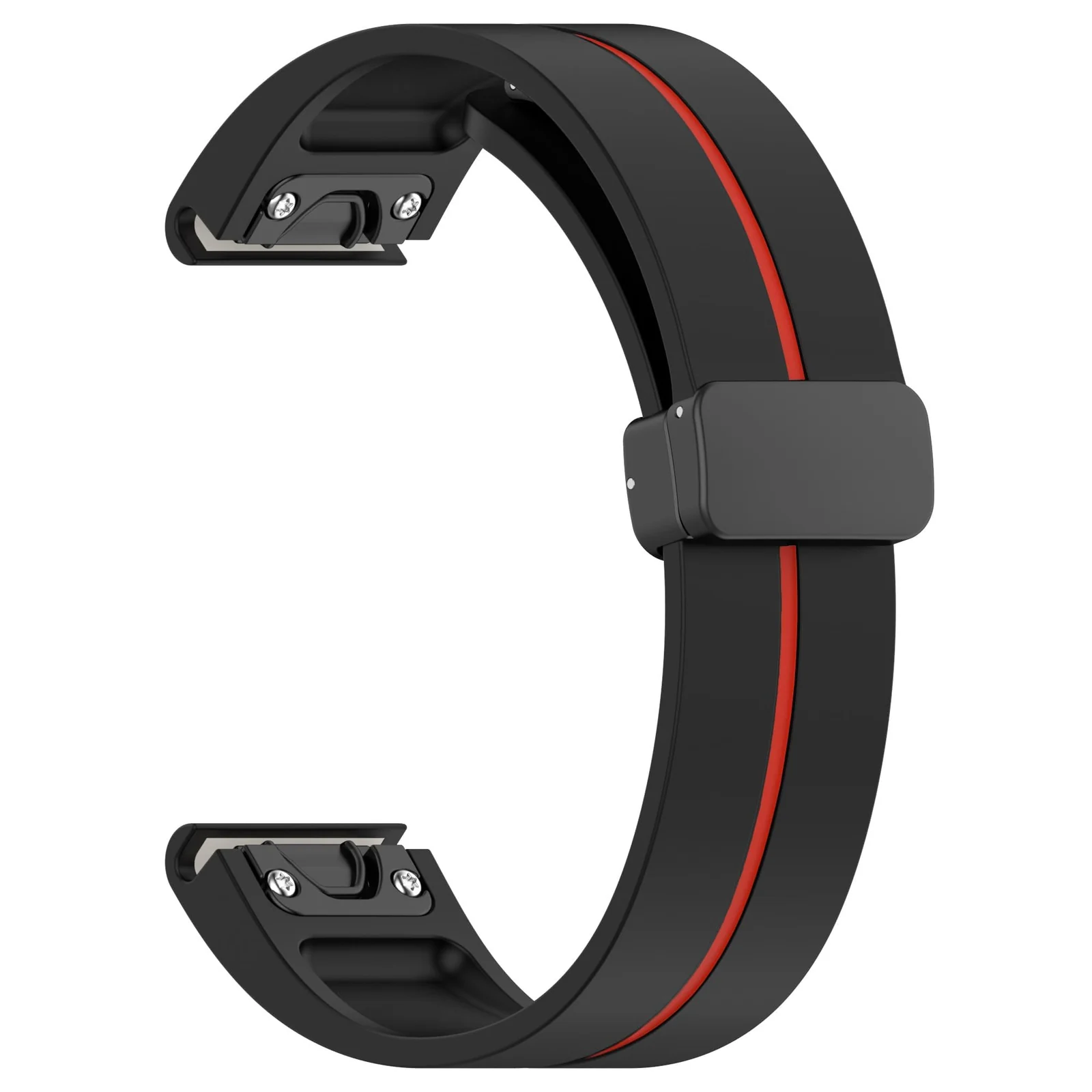 DL3 Mobilak Strap Silicone Magnetic Buckle 20MM For Samsung Gear Sport/Watch 6/5/4/5 Pro 45mm/S2 classic/active 2 40mm 44mm/Amazfit GTS 2/2e/GTS 3/3 Pro/GTS 4/GTS 2 Mini/3 Mini/4 Mini/Bip 3/Bip 3 Pro - Black Red