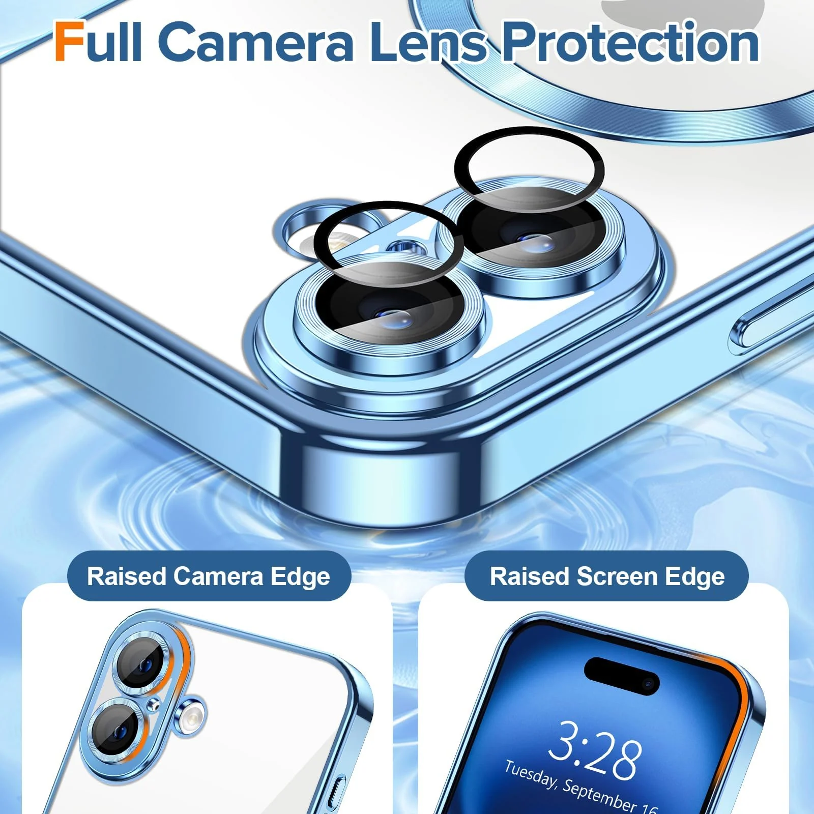 DL3 Mobilak Plated-Edge Protective Case for iPhone 17, Compatible with MagSafe accessories, Supports wireless charging, Camera protection - Sierra Blue