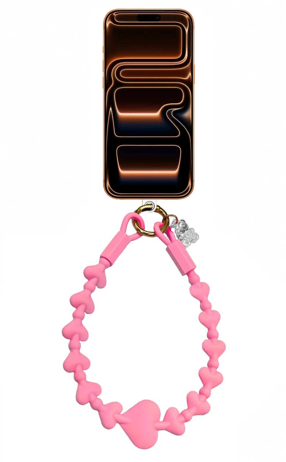 DL3 Mobilak Silicone Crystal Lanyard, 30cm Phone Wrist Strap Lanyard Keychain Office Wrist Strap with Clasp and Bear for Women Phone ID Card, Keys Strap - Fuchsia