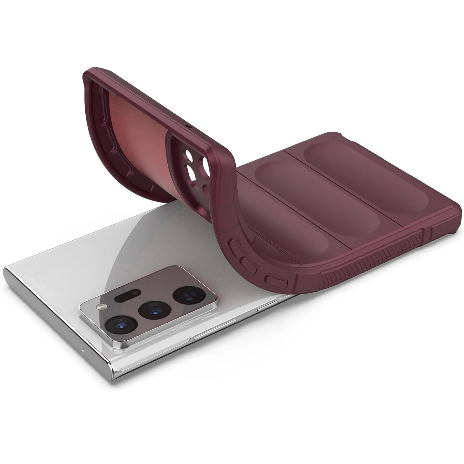DL3 Mobilak Flexible Silicone and TPU Protective Case with Camera Protection for Samsung Galaxy Note 20 Ultra - Wine Red