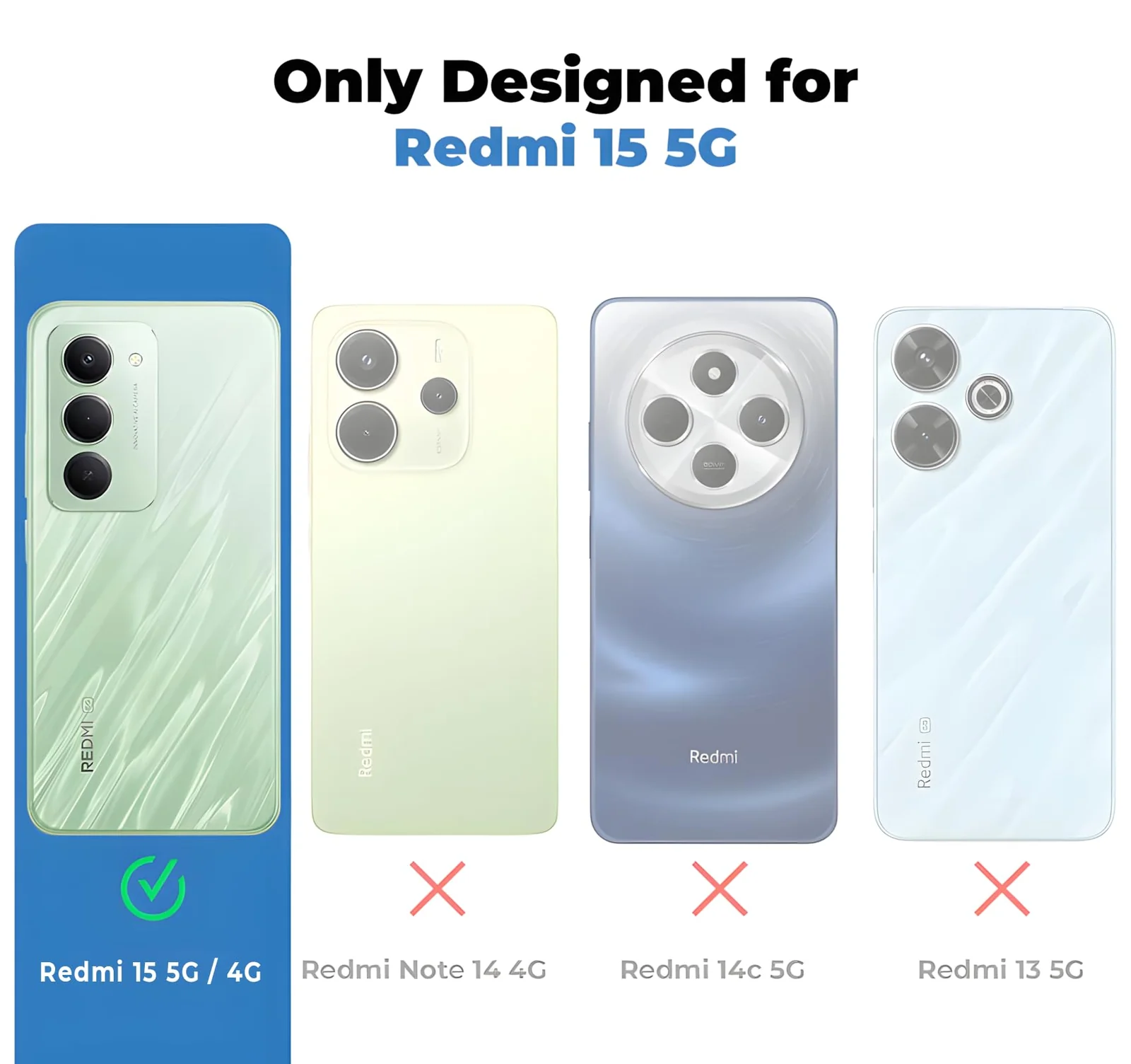DL3 Mobilak Clear PC and TPU Protective Case for Xiaomi Redmi 15 4G / 5G, Military-Grade Shockproof Anti-Yellowing, Slim Protective Phone with Camera Protection and Military-Grade Protection - Black