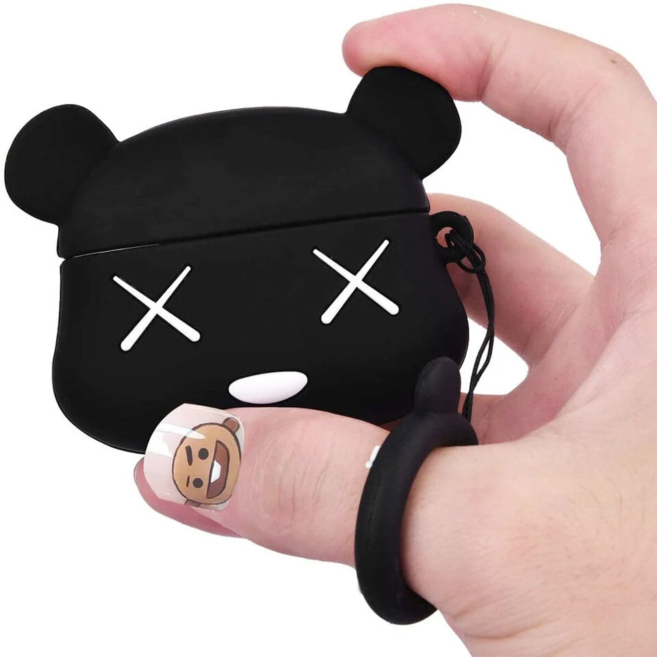 DL3 Mobilak Compatible with AirPods Pro 2/1 Gen Case Soft Silicone Shockproof Cover for Apple iPod Pro 2nd/1st Generation, New 3D Cute Cartoon Creative Fun Case with Keychain Design - Mouse Black
