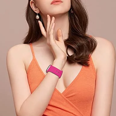 DL3 Mobilak Bands Compatible with Apple Watch Ultra 49mm 45mm 44mm 42mm 41mm 40mm 38mm, Replacement Soft Silicone Strap for iWatch Ultra 2 Series 9/8/7/6/5/4/3/2/1 SE (Hot, 42MM/44MM/45MM/49MM) - Hot Pink