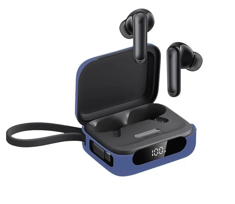 DL3 Mobilak Compatible with Anker Soundcore P41i Case Cover, Soft Silicone Shockproof Protective Skin Case for Soundcore P41i Wireless Earbuds with Carabiner, Front LED Visible - Blue