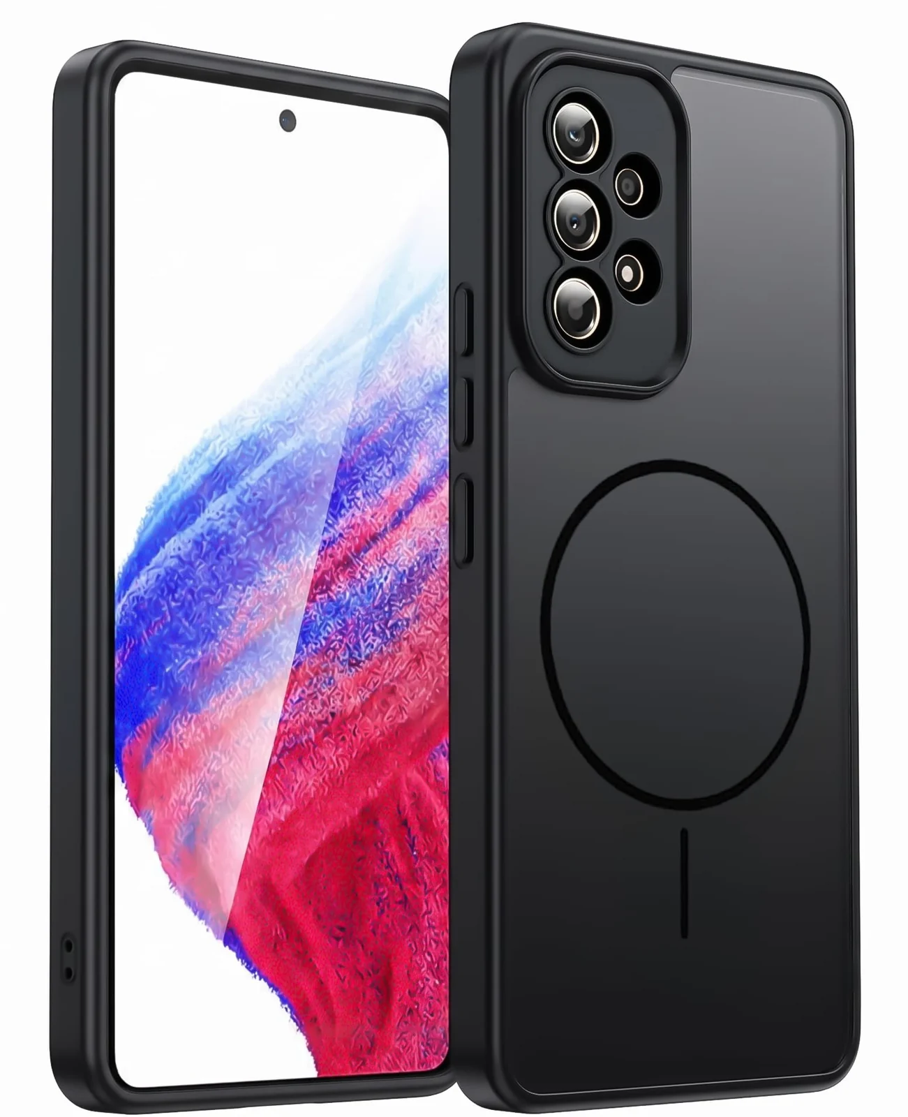 DL3 Mobilak Case For Samsung Galaxy A55 Translucent Matte PC Back & Soft TPU Edge, [Not Compatible with MagSafe] Anti-Scratch Shockproof Protective Cover with Full Camera Protection - Black