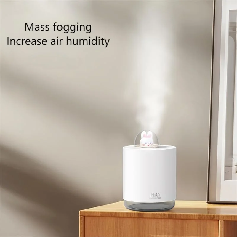Mobigon Wood Cool Mist Ultrasonic Humidifier for Room Moisture, Aroma Diffuser for Home, 300ml Essential Oil Diffuser with 7 Colorful Night Light, Auto Shut-Off, Home, Office, car - C.White
