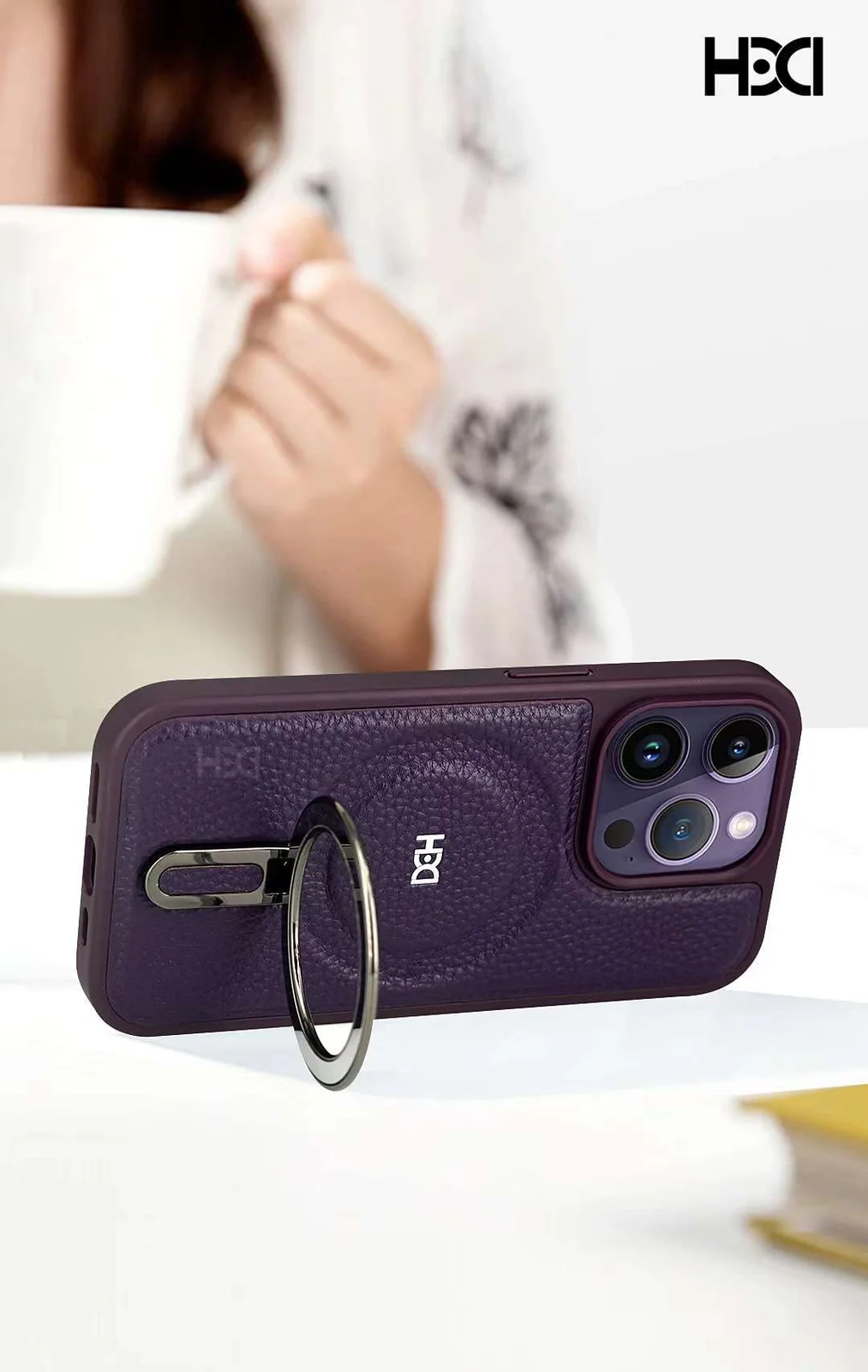 DL3 Mobilak Case Magnetic For Apple iPhone 11 Pro Max (6.5 Inch) [Compatible with MagSafe] with Stand, [Military Grade Drop Protection] Shockproof Leather Back Slim Protective Phone Case - Purple