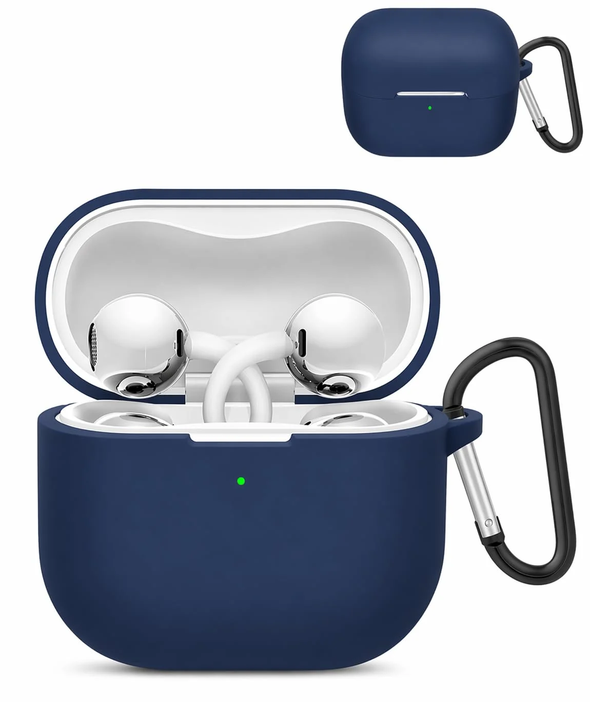 DL3 Mobilak Compatible with Huawei FreeClip 2 Case Cover, Soft Silicone Shockproof Protective Skin Case for Huawei Free Clip Wireless Earbuds with Carabiner, Front LED Visible - Blue