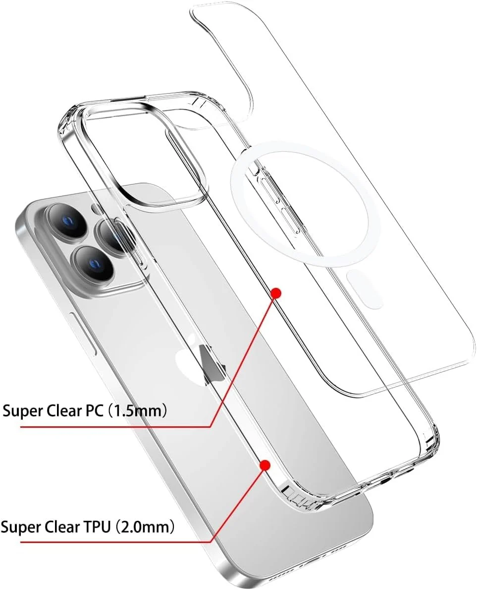 DL3 Mobilak for iPhone 12 / iPhone 12 Pro 6.1 Case [Compatible with MagSafe] [Strong Magnet] [Non-Yellowing] Magnetic Slim Thin Bumper Phone Cover, Lightweight, and Durable - Clear
