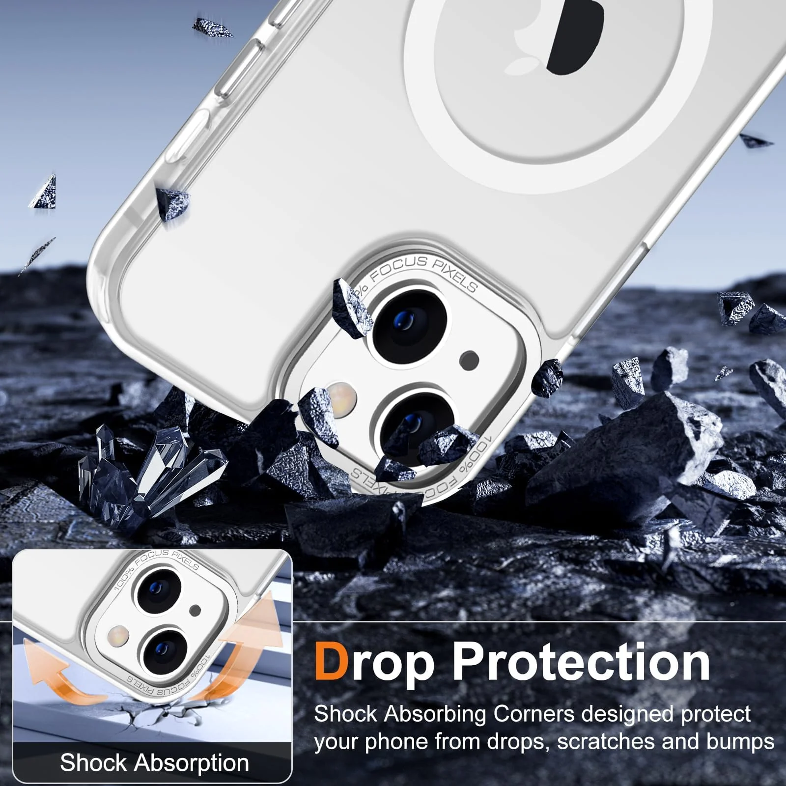 DL3 Mobilak Wallet Case with Card Slot for iPhone 15 (6.1 Inch) with Ring Holder and Magnetic Car-Mount Support - White
