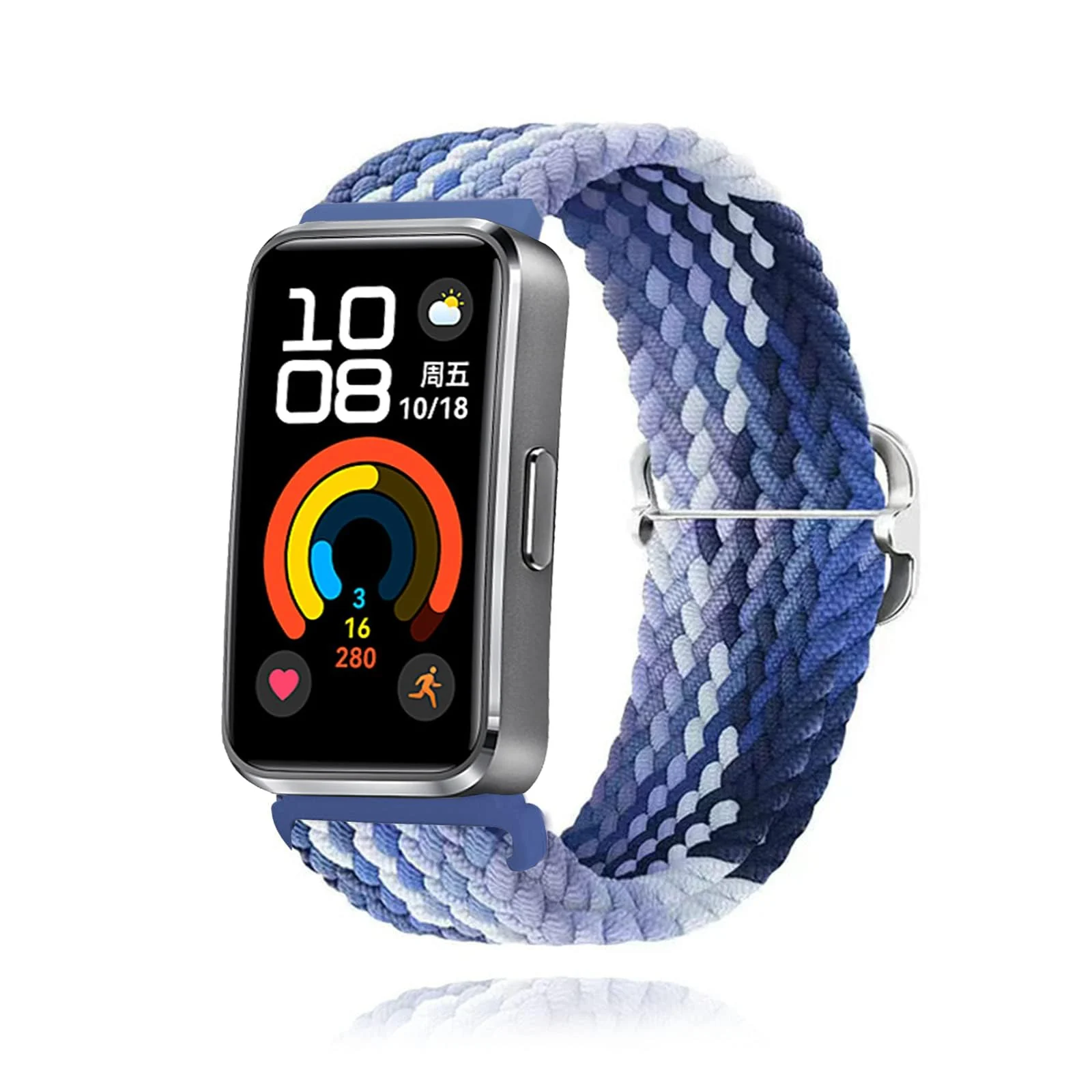 DL3 Mobilak Dl3 Mobailk Braided Bracelet Compatible with Huawei Band 10/Huawei Band 9/Huawei Band 8 for Men and Women, Braided Adjustable Elastic Nylon Sport Replacement Watch Strap - Dazzle Blue