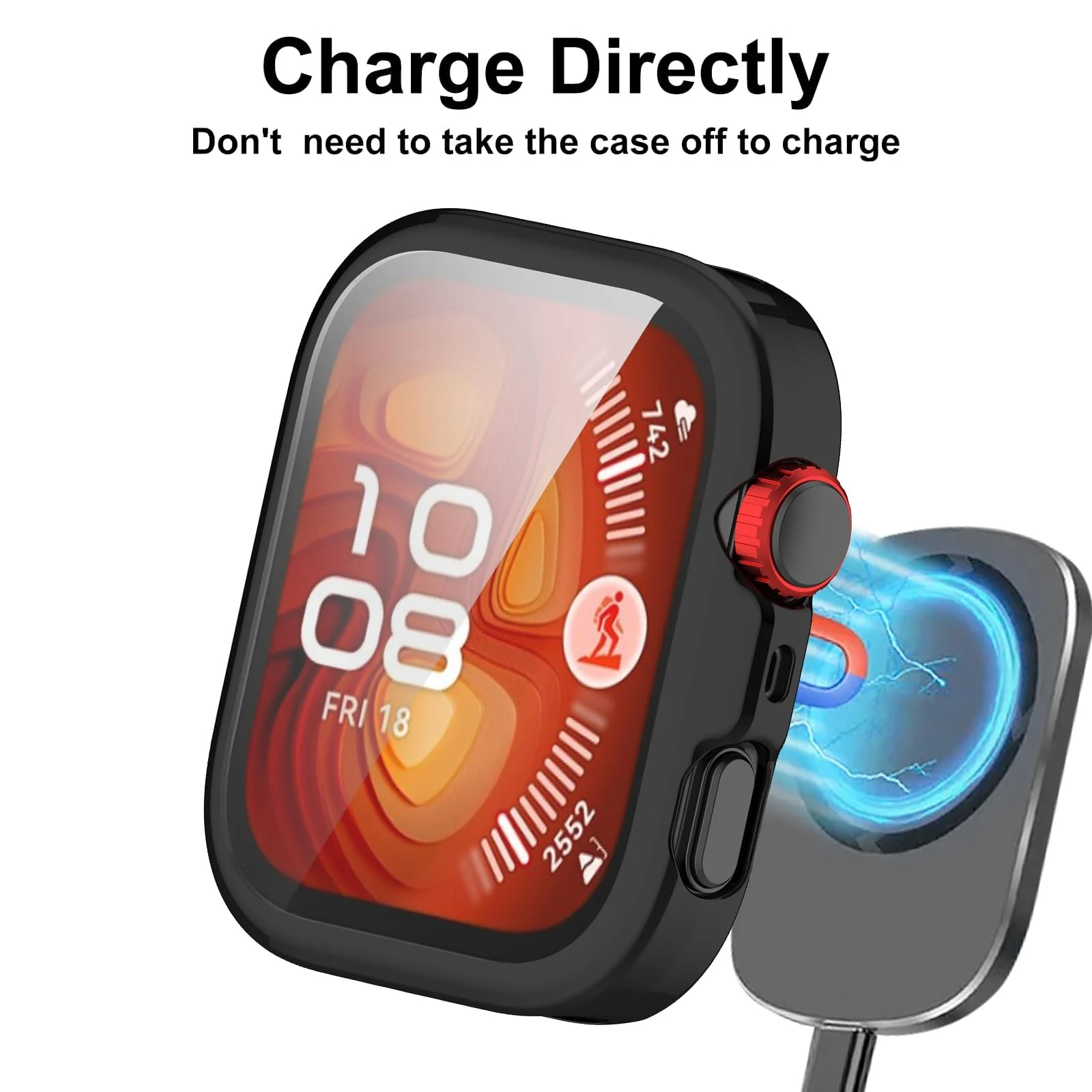 DL3 Mobilak Case Compatible with Huawei Watch Fit 4 Pro 2025 Case All-Around with Built-in Screen Protector Watch Soft TPU Shockproof Cover Slim Guard Thin Bumper Shell Protector - Black