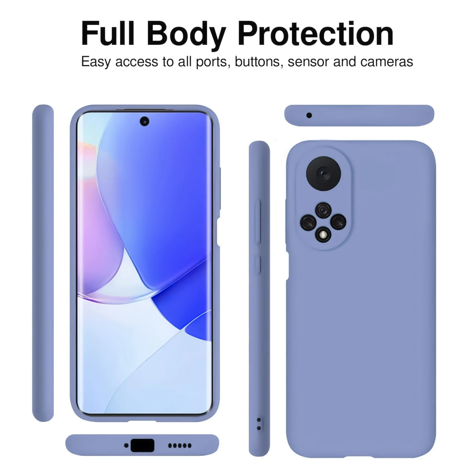 DL3 Mobilak Silicone Protective Case for Honor 50 / Huawei Nova 9, Shock-absorbing protection, Scratch-resistant surface, Soft microfiber lining - Baby Blue