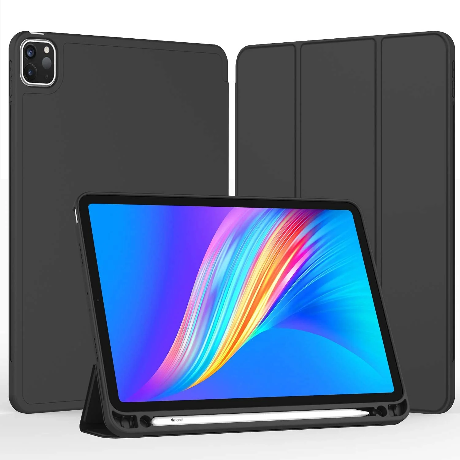 DL3 Mobilak iPad Pro 11 Inch Case 2022(4th Gen)/2021(3rd Gen)/2020(2nd Gen) with Pencil Holder, Smart iPad Case [Support Touch ID and Auto Wake/Sleep] with Auto 2nd Gen Pencil Charging - Black