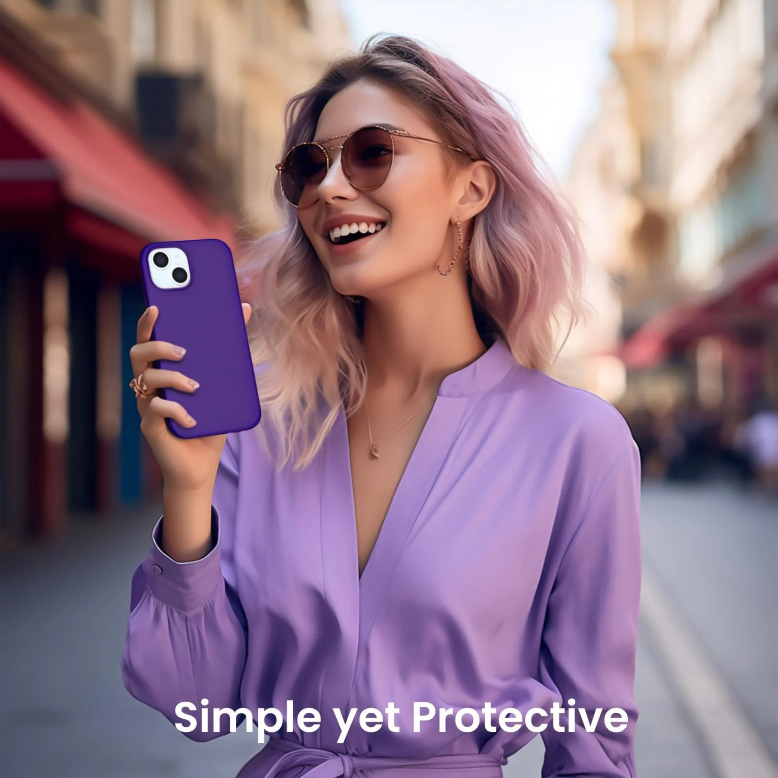 DL3 Mobilak Liquid Silicone Case for iPhone 15 Plus / iPhone 14 Plus, Supports wireless charging, Shock-absorbing protection, Scratch-resistant surface - Purple