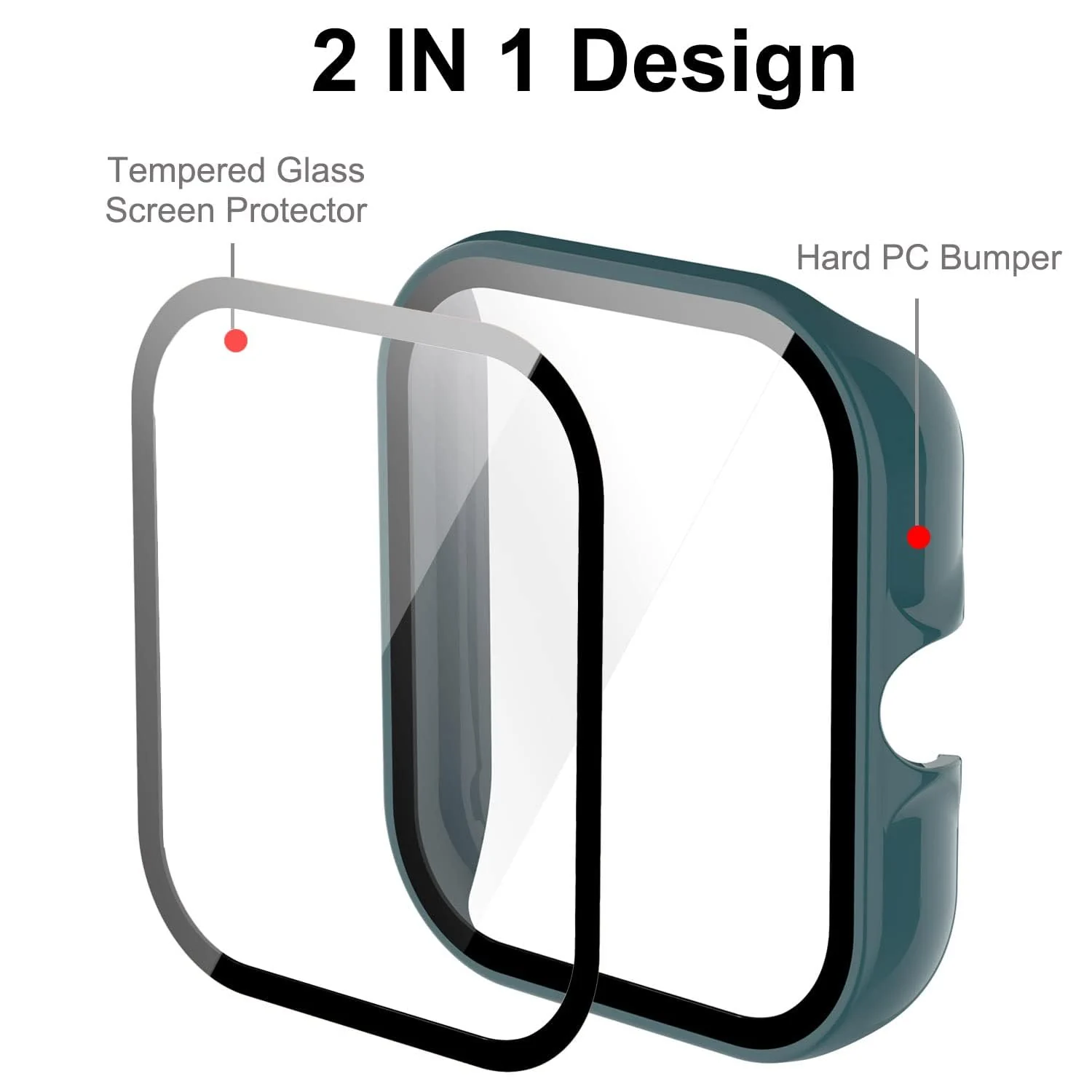 DL3 Mobilak Protective Case For Amazfit GTS 3, 9H Hardness PC Case Bumper Full Slim Protective Cover with Built-in Tempered Glass Screen Protector For Amazfit GTS3 - Green