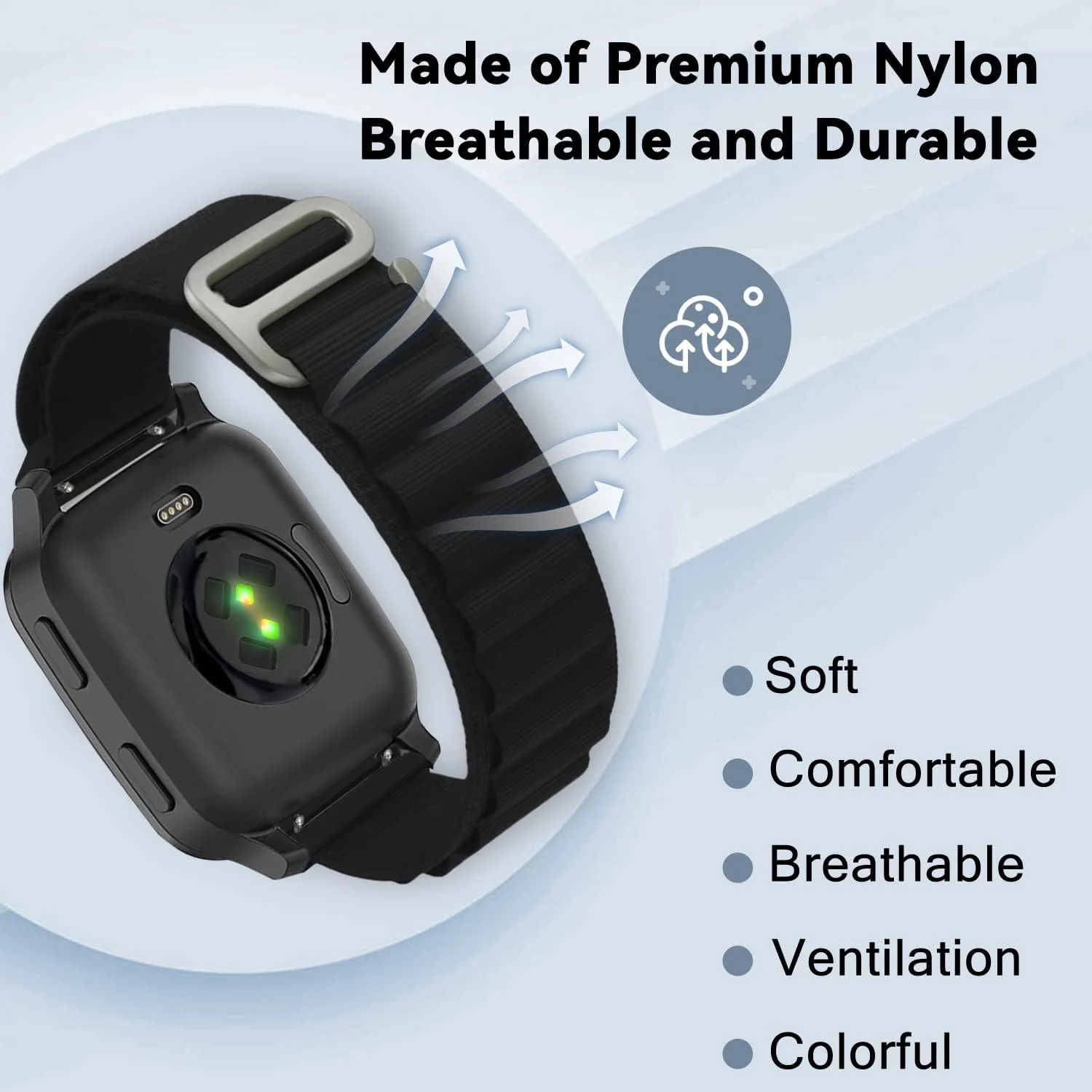 DL3 Mobilak Nylon Band Compatible with Xiaomi Redmi Watch 5 Active/Redmi Watch 5 Lite, 22mm Metal Buckle Sports Watch Strap Men Women Replacement Strap - Black
